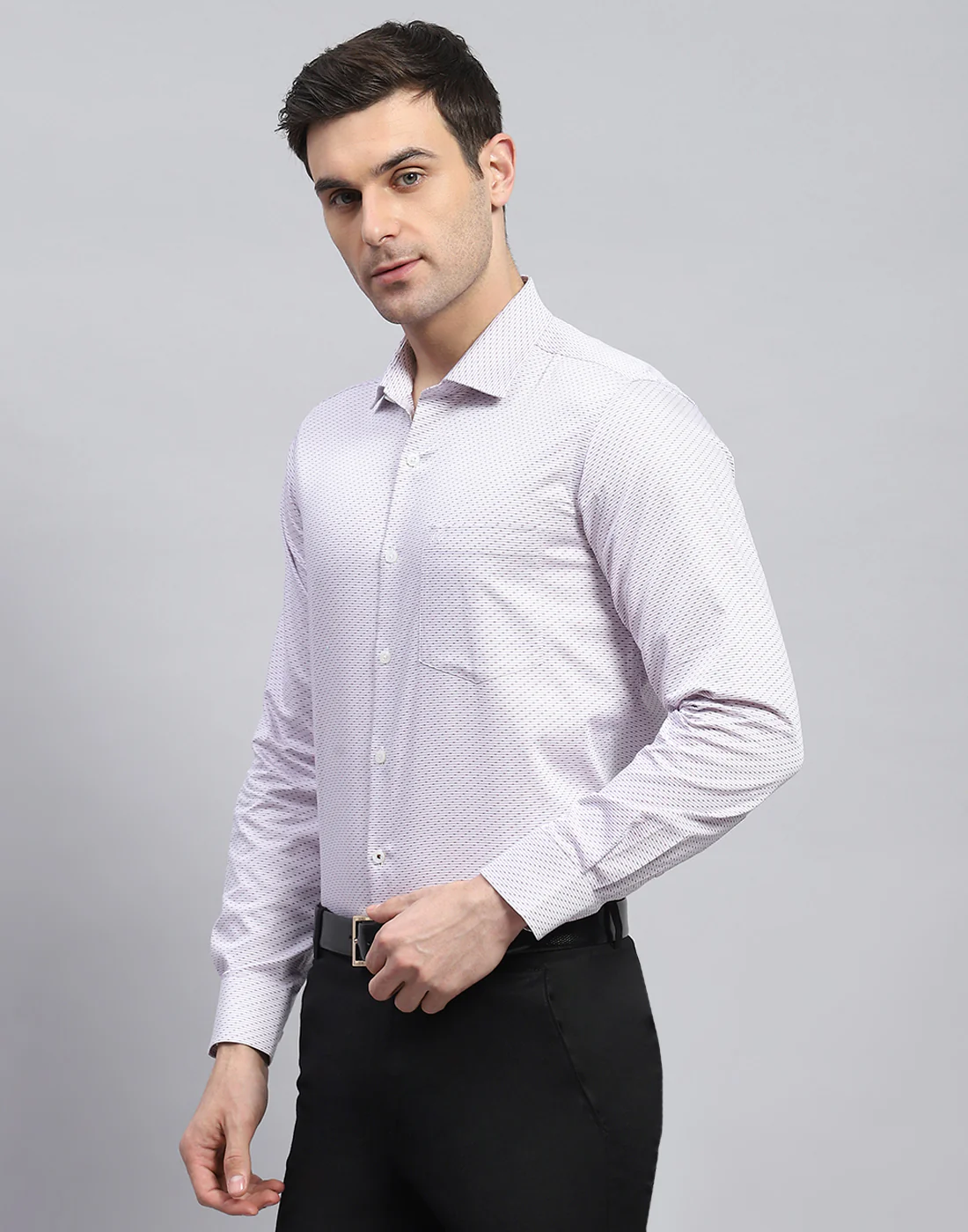 Men Pink Solid Spread Collar Full Sleeve Shirt - Image 4