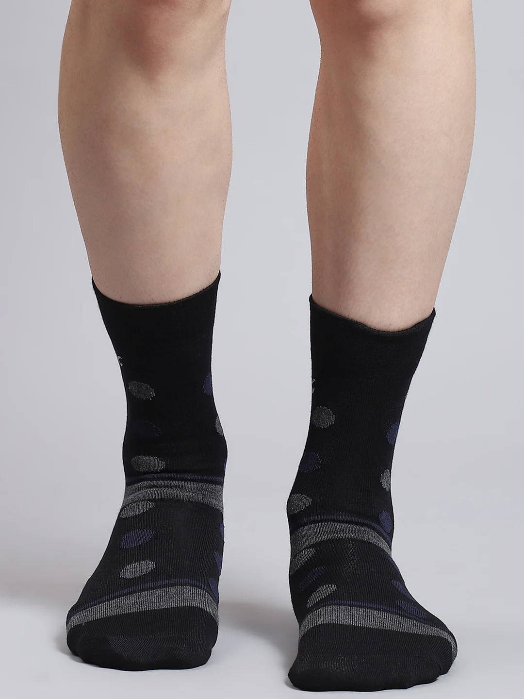 Men Pure Wool Printed Mid Calf Length Socks (1 Pair) - Image 2