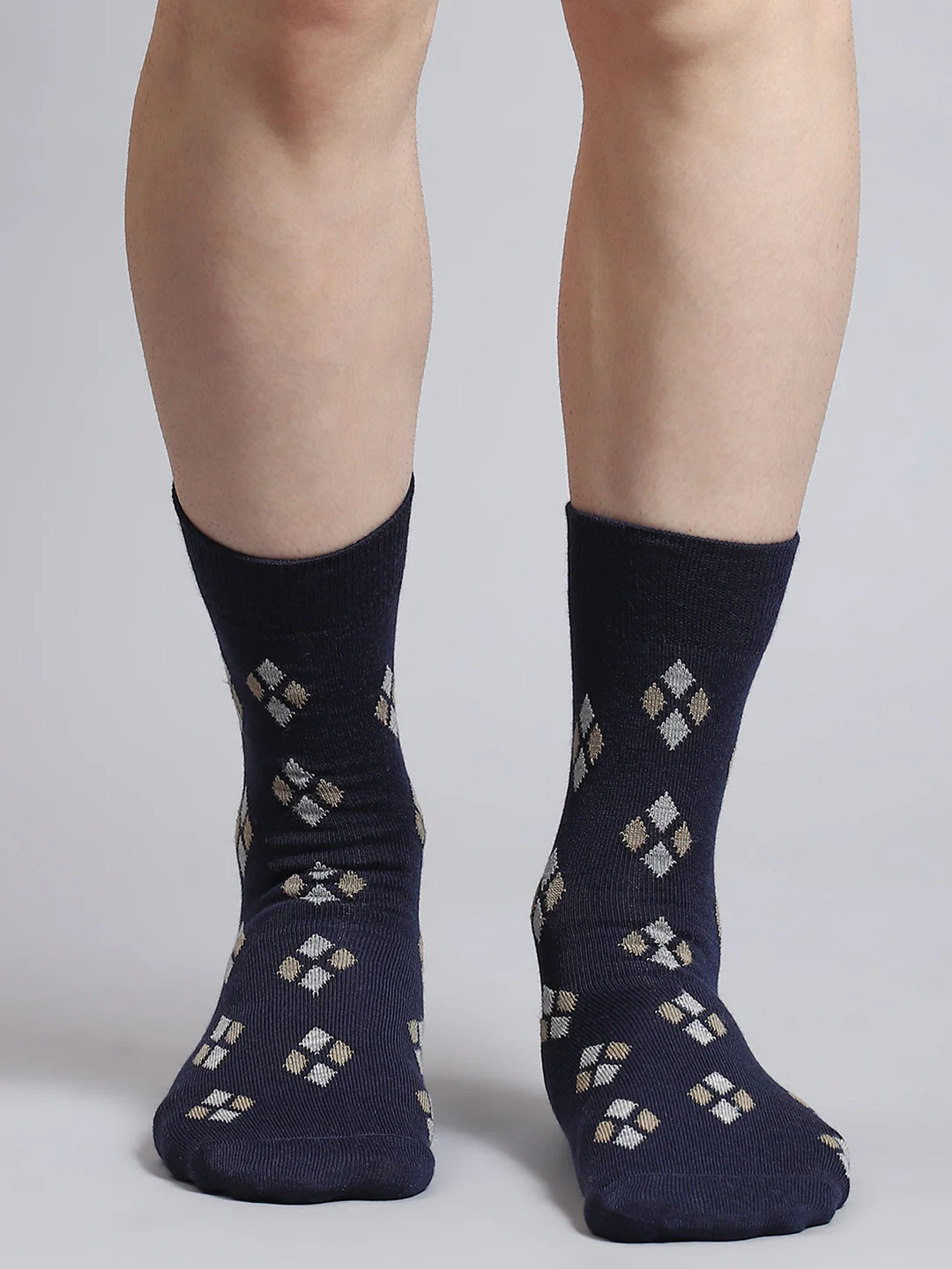 Men Pure Wool Printed Mid Calf Length Socks (1 Pair) - Image 2