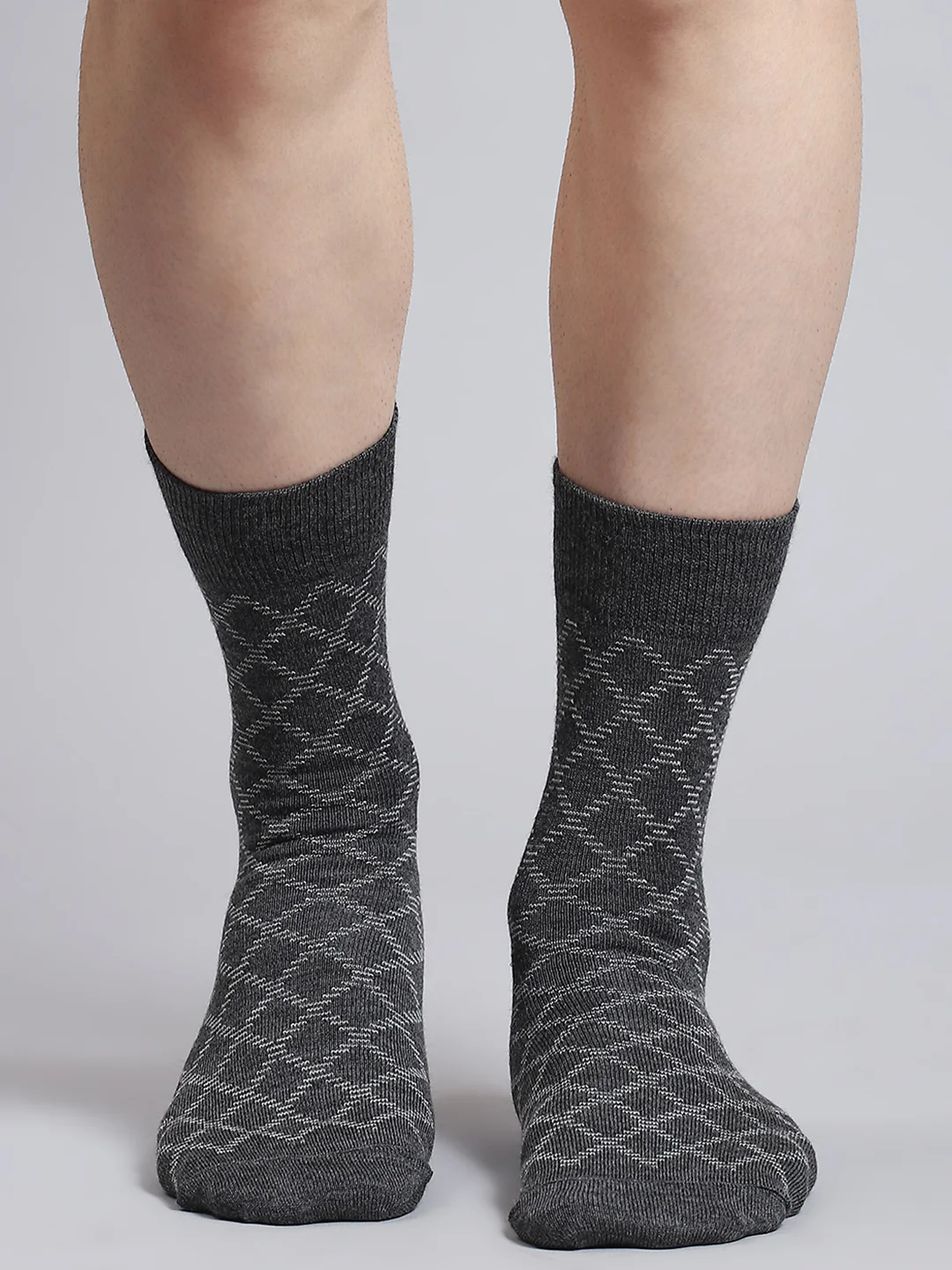 Men Pure Wool Self Design Mid Calf Length Socks (1 Pair) - Image 2