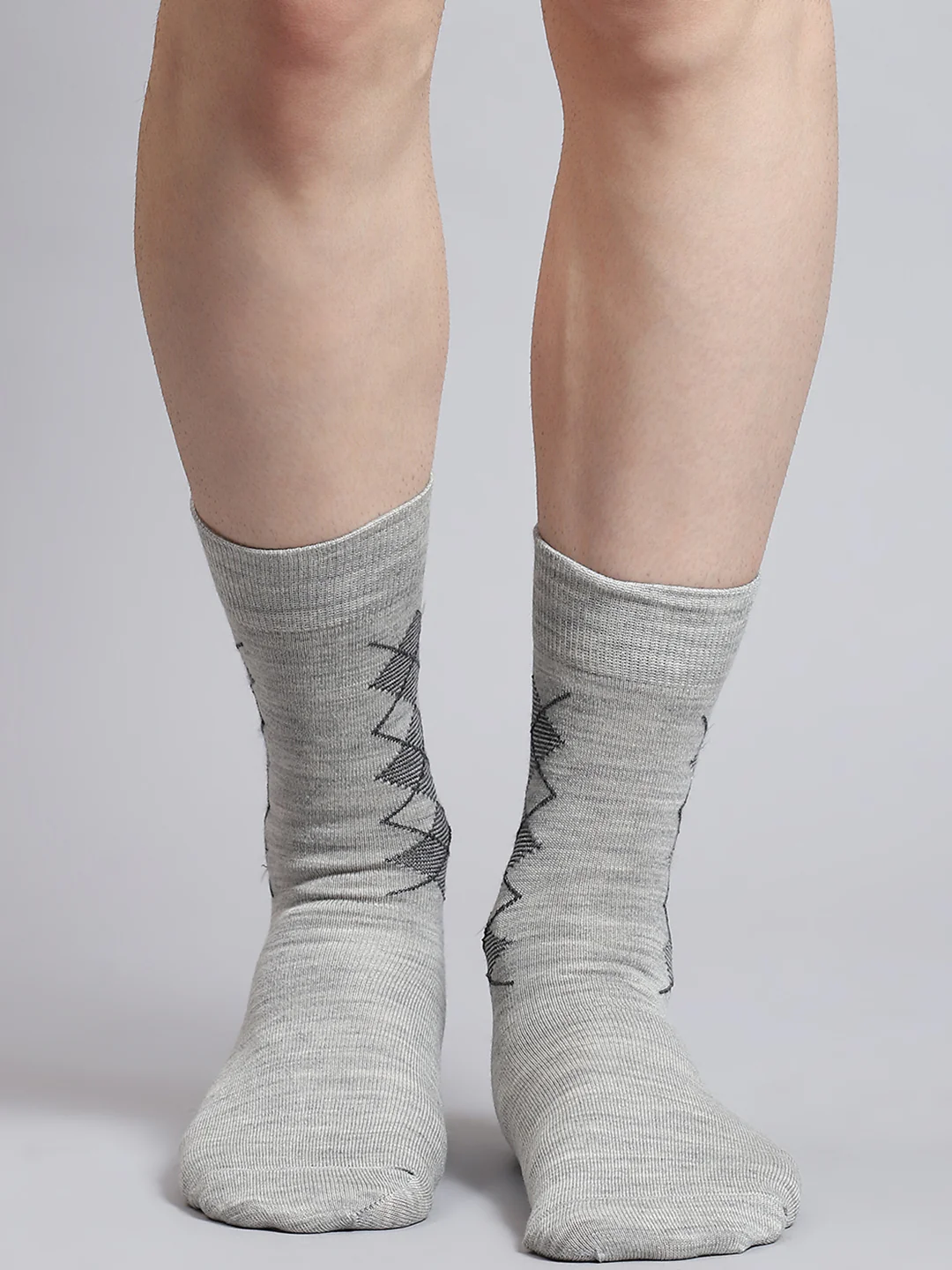 Men Pure Wool Self Design Mid Calf Length Socks (1 Pair) - Image 2