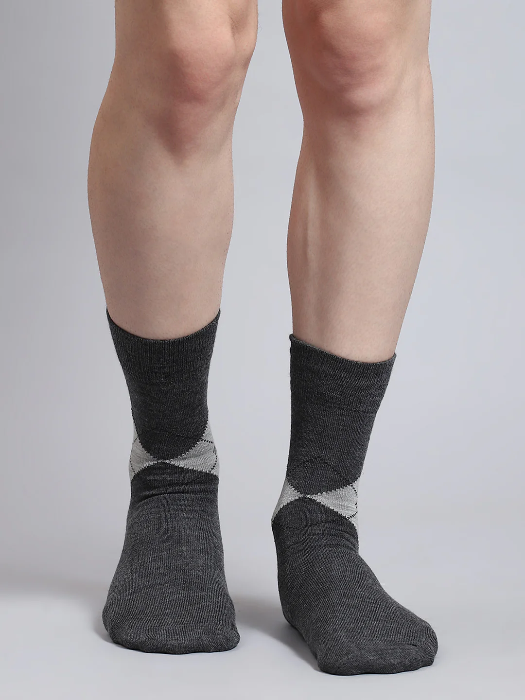 Men Pure Wool Self Design Mid Calf Length Socks (1 Pair) - Image 2