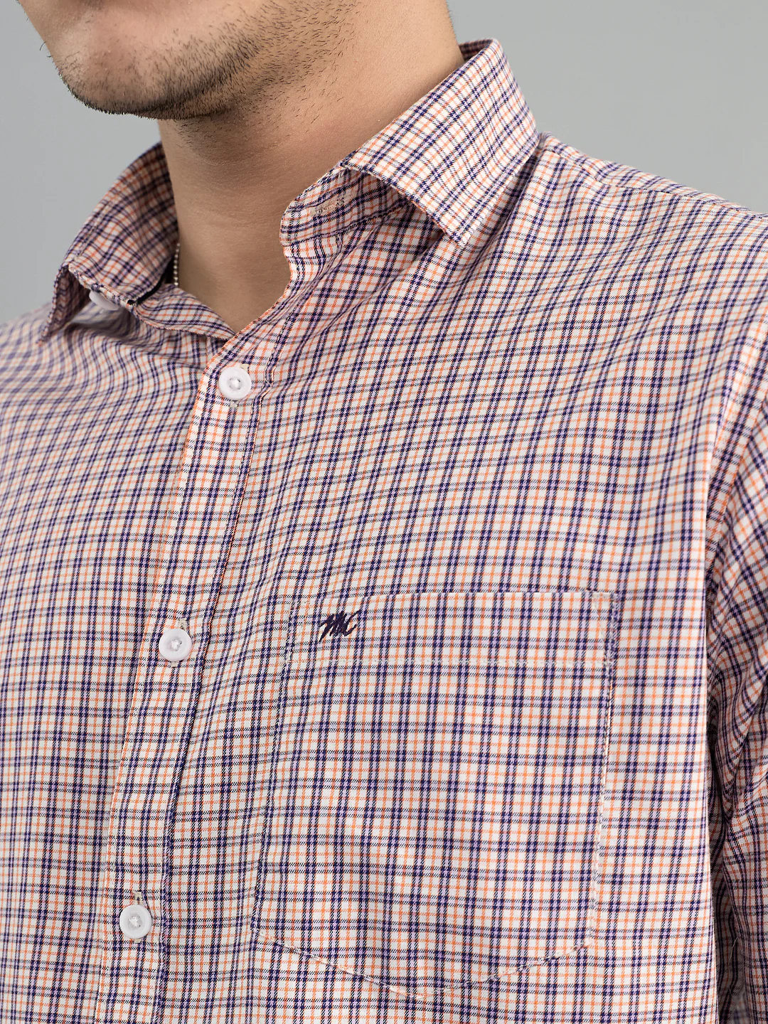Men Purple Check Collar Full Sleeve Shirt - Image 5