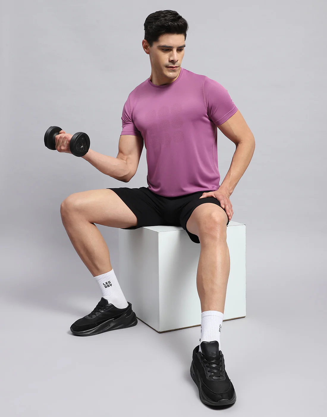 Rock.it Men Purple Self Design Round Neck Half Sleeve T-Shirt - Image 3