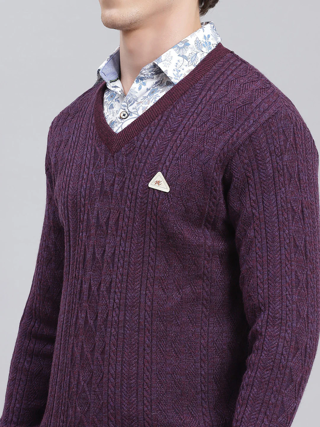 Men Purple Self Design Wool blend Pullover - Image 6
