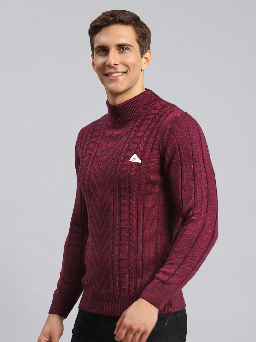 Men Purple Self Design Wool blend Pullover - Image 4