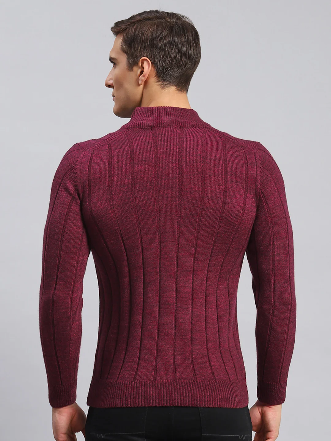 Men Purple Self Design Wool blend Pullover - Image 5