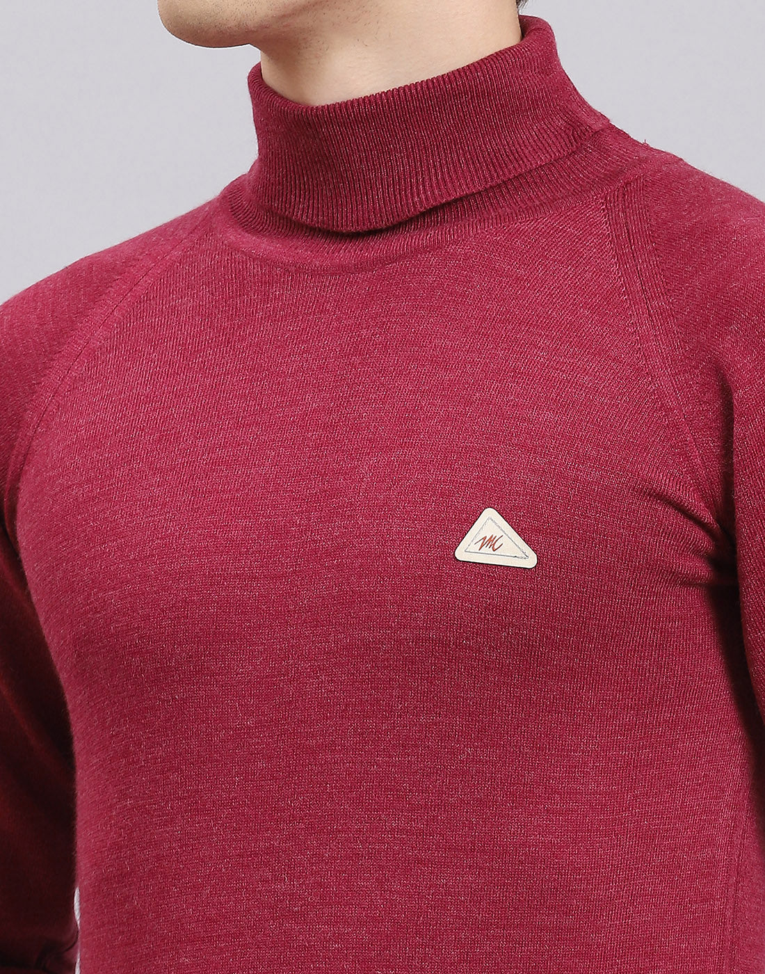 Men Purple Solid High Neck Full Sleeve Pullover - Image 6