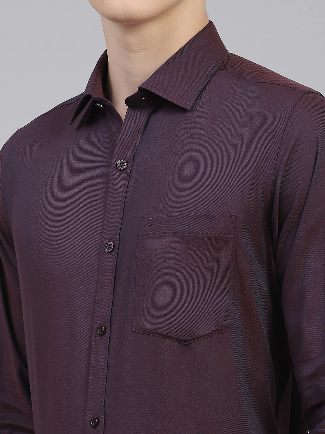 Men Purple Solid Shirt - Image 6