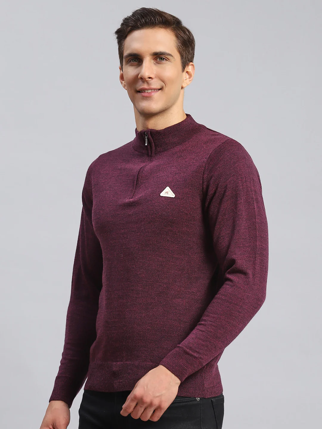 Men Purple Solid Wool blend Pullover - Image 4