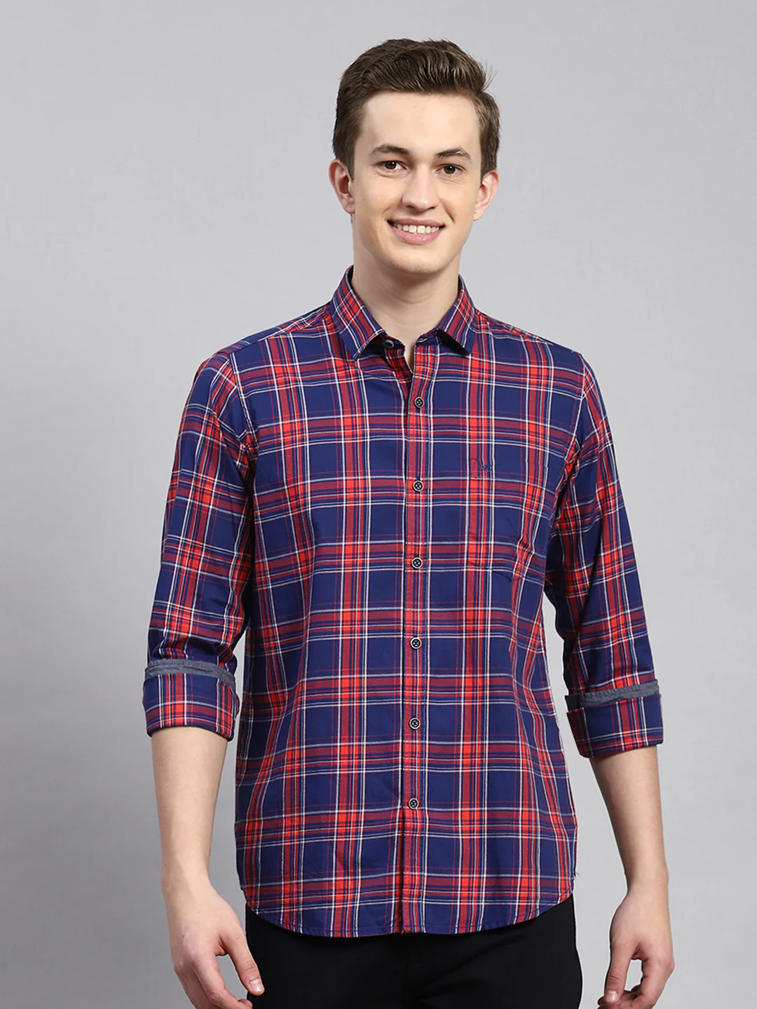 Men Red Check Shirt - Image 2
