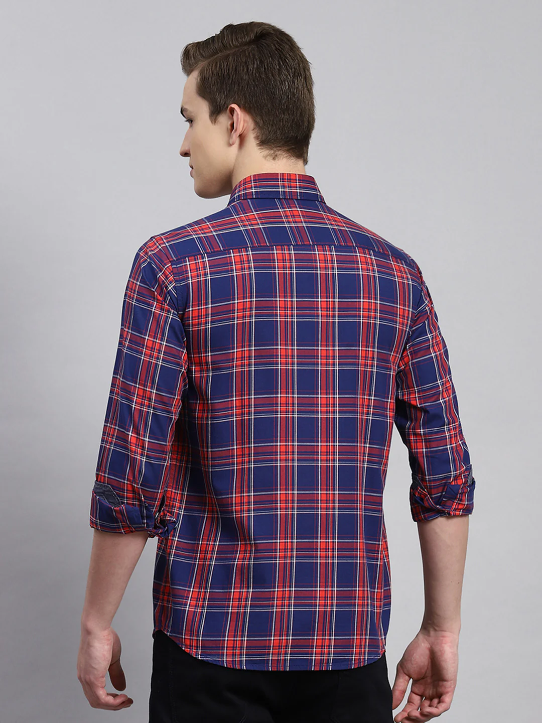 Men Red Check Shirt - Image 5