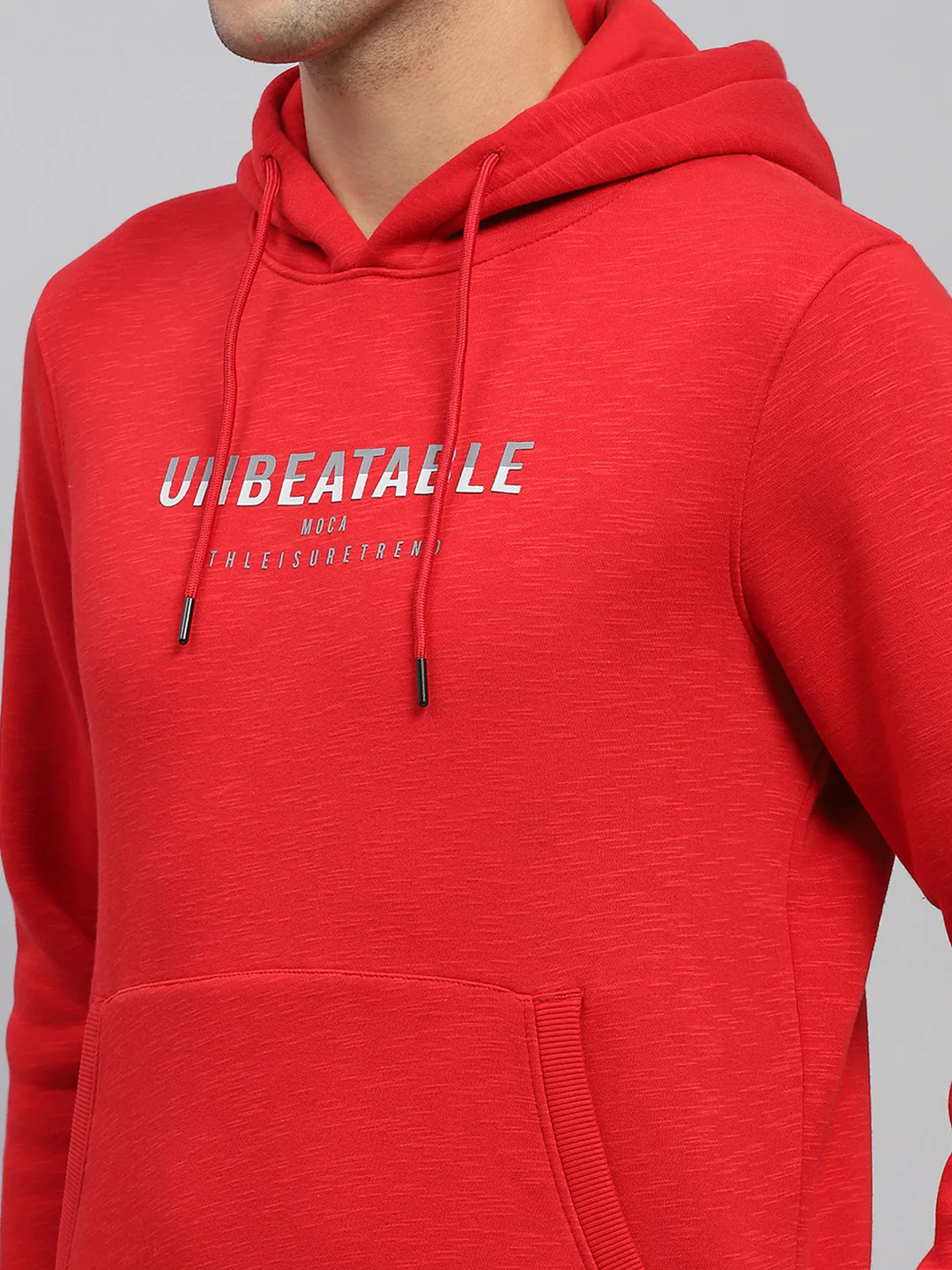 Men Red Printed Hooded Full Sleeve Sweatshirt - Image 6