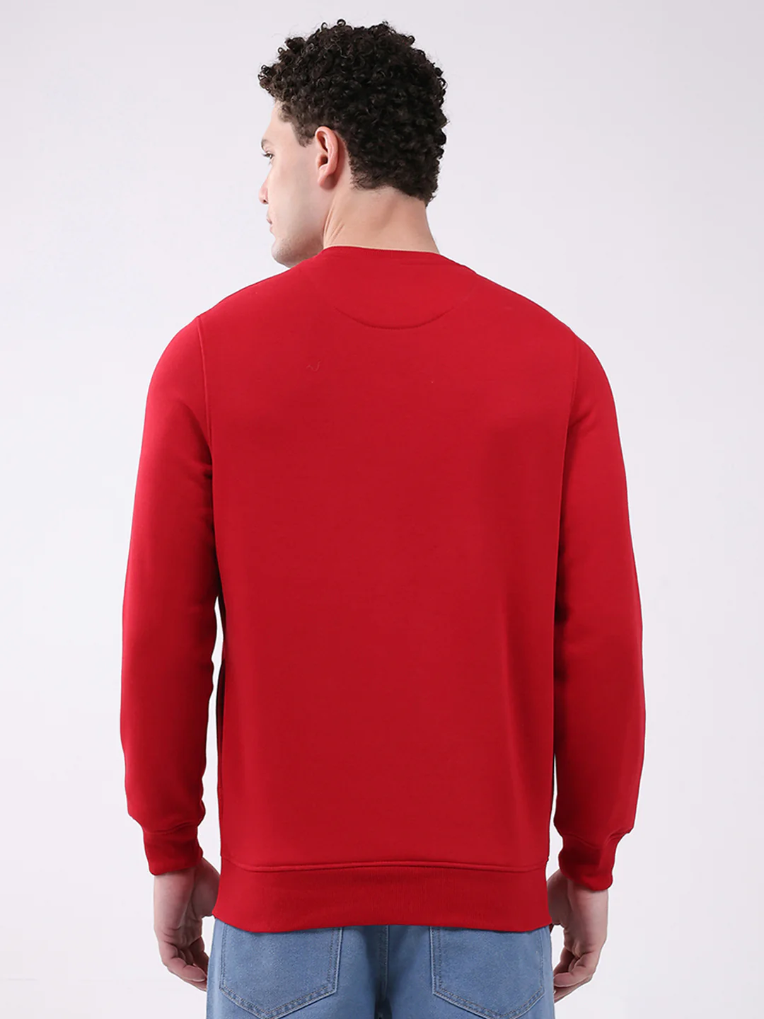 Men Red Printed Round Neck Full Sleeve Sweatshirt - Image 5