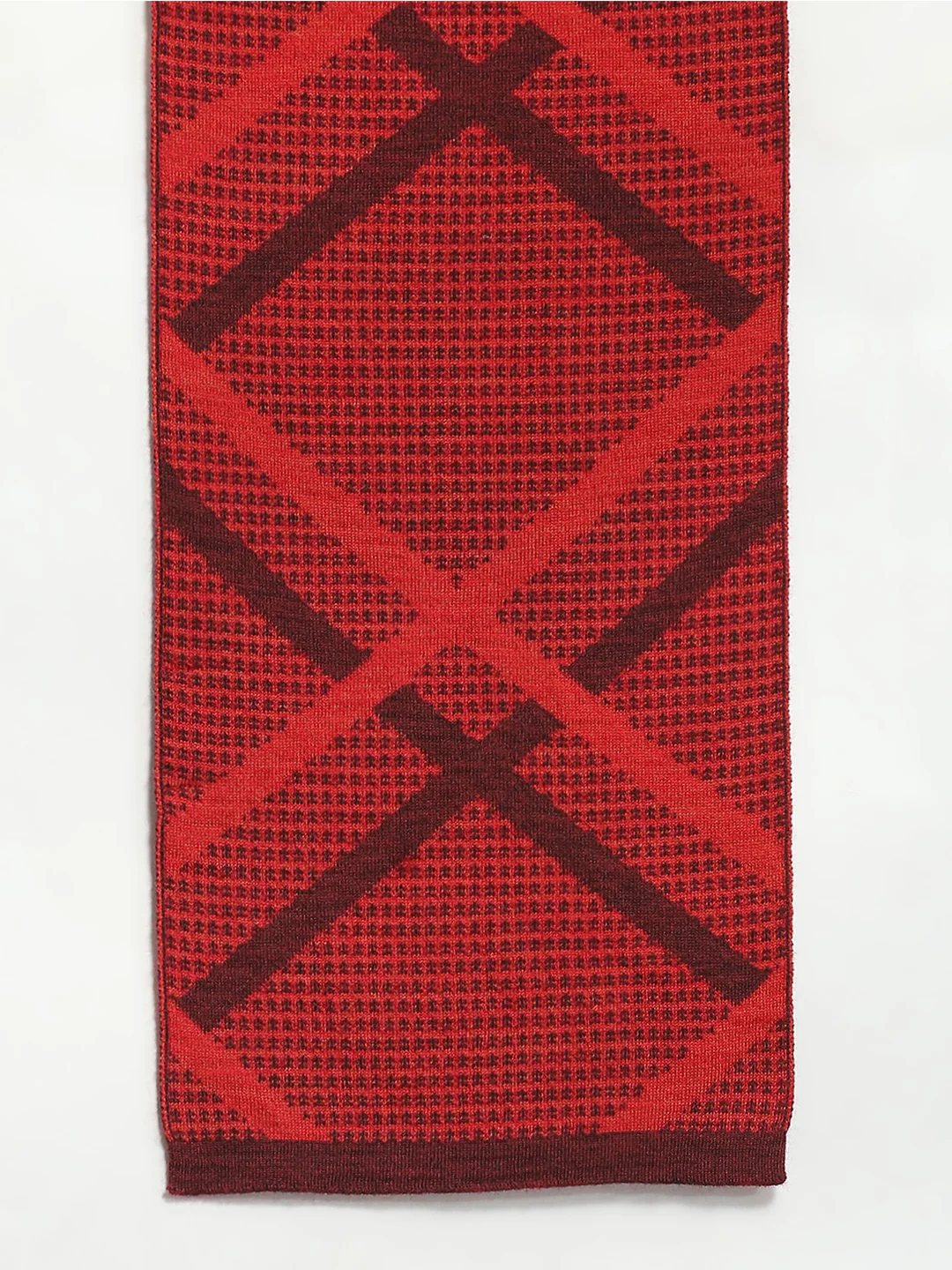Men Red Self Design Muffler - Image 7