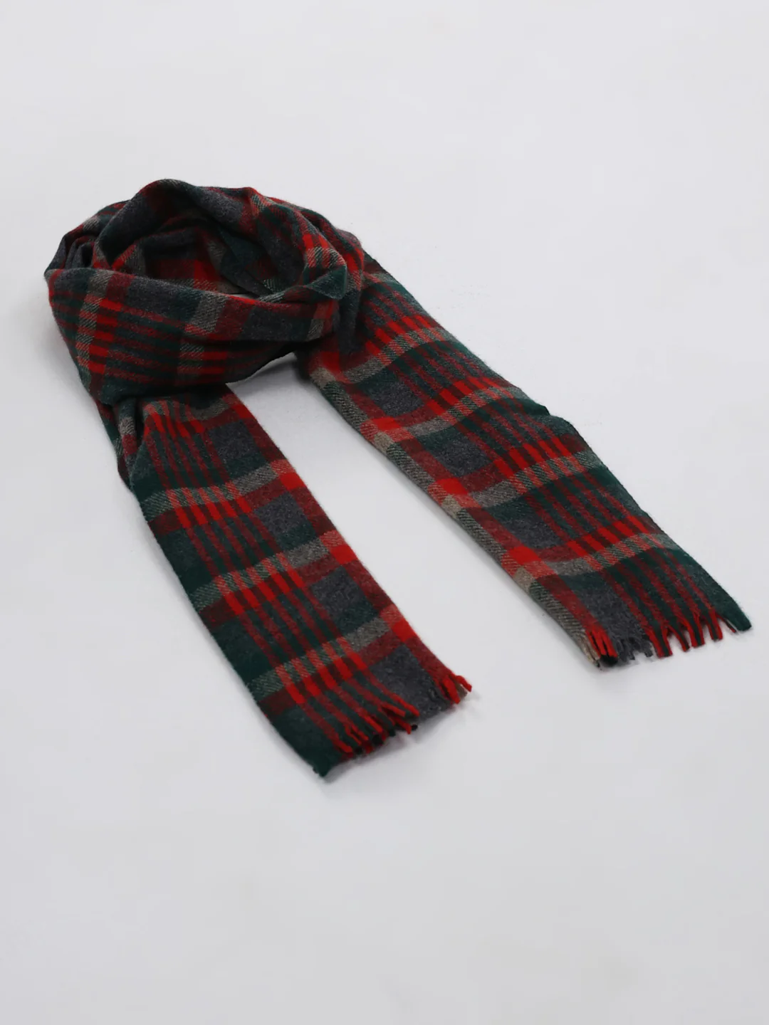 Men Red Self Design Wool Blend Muffler - Image 6