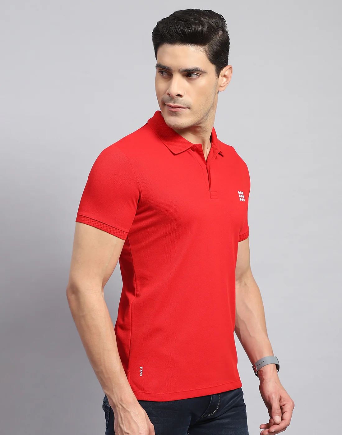Rock.it Men Red Solid Collar Half Sleeve T-Shirt - Image 4