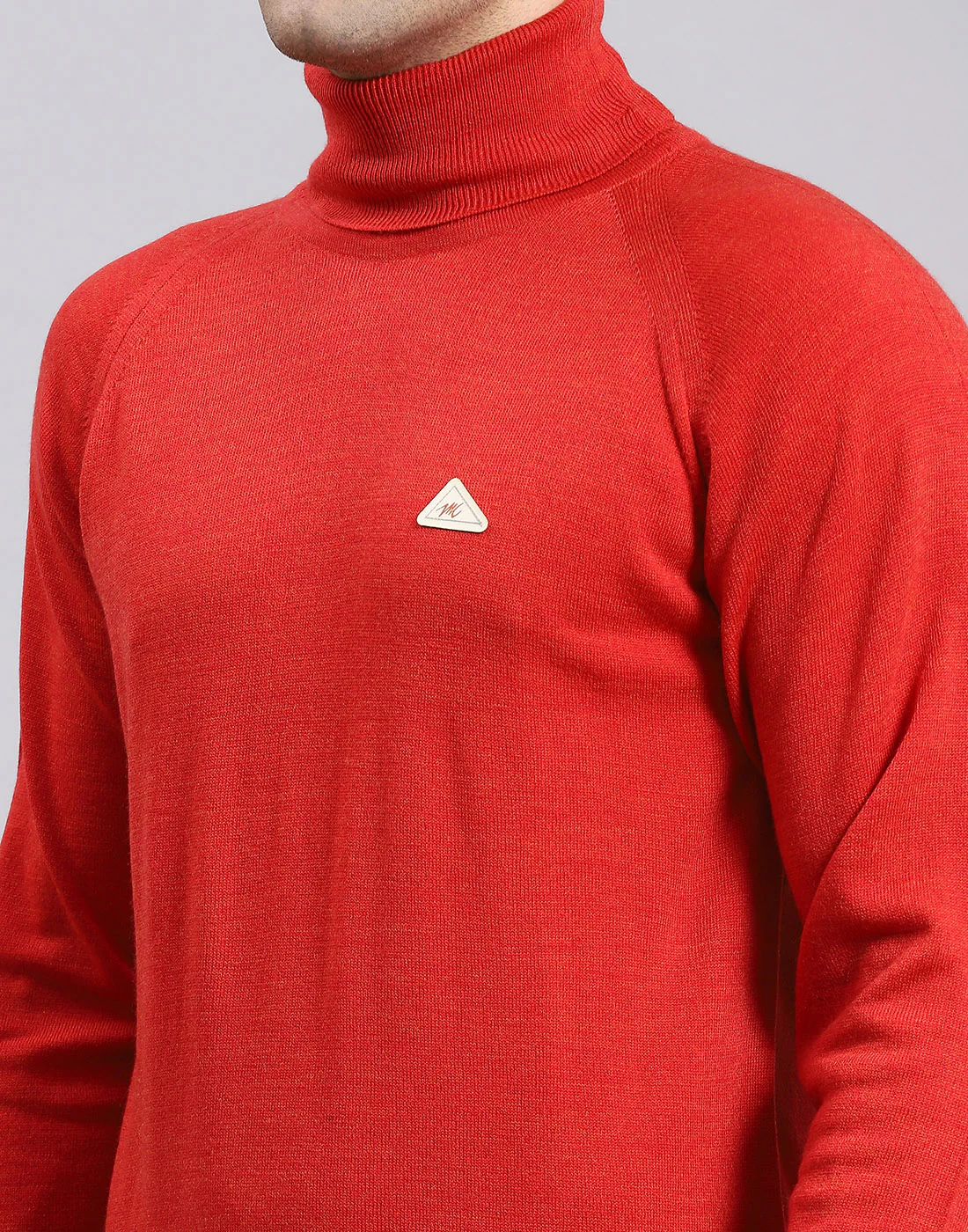 Men Red Solid H Neck Full Sleeve Sweater - Image 6