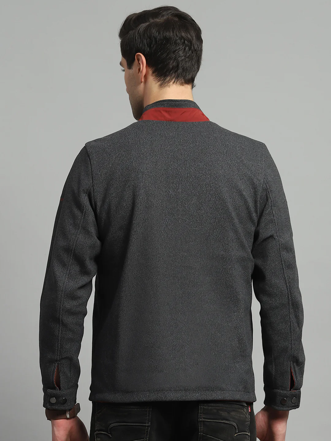 Luxuria Men Red Solid Mock Neck Full Sleeve Reversible Jacket - Image 9