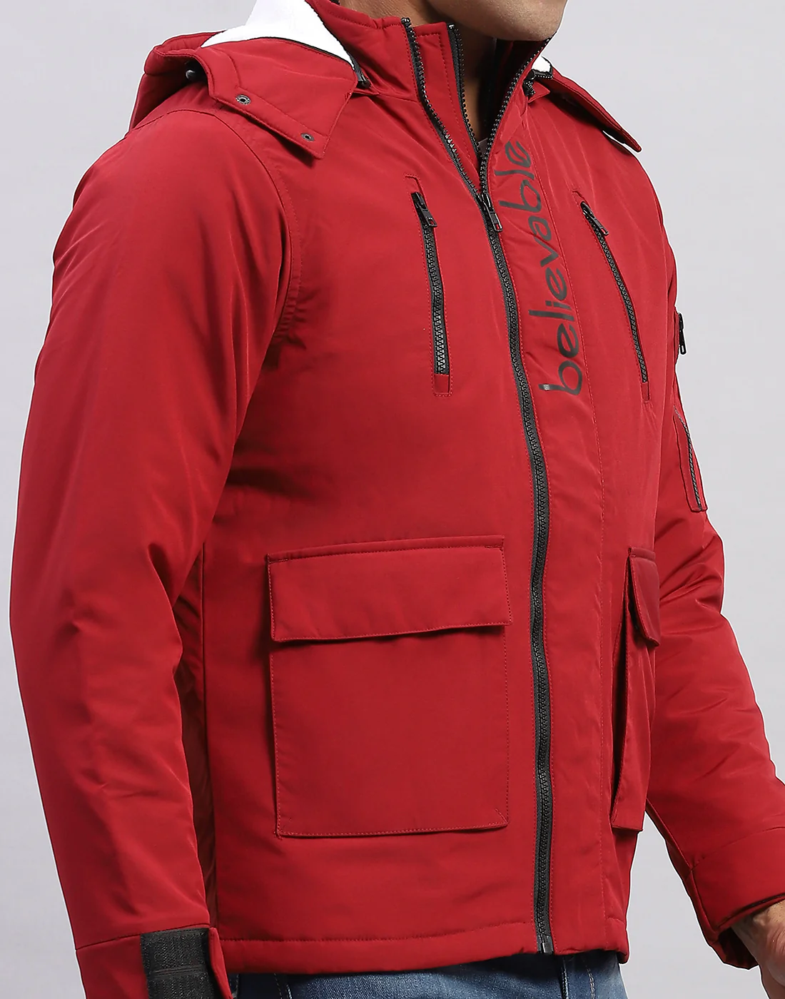 Men Red Solid Mock Neck Full Sleeve Sweatshirt - Image 6
