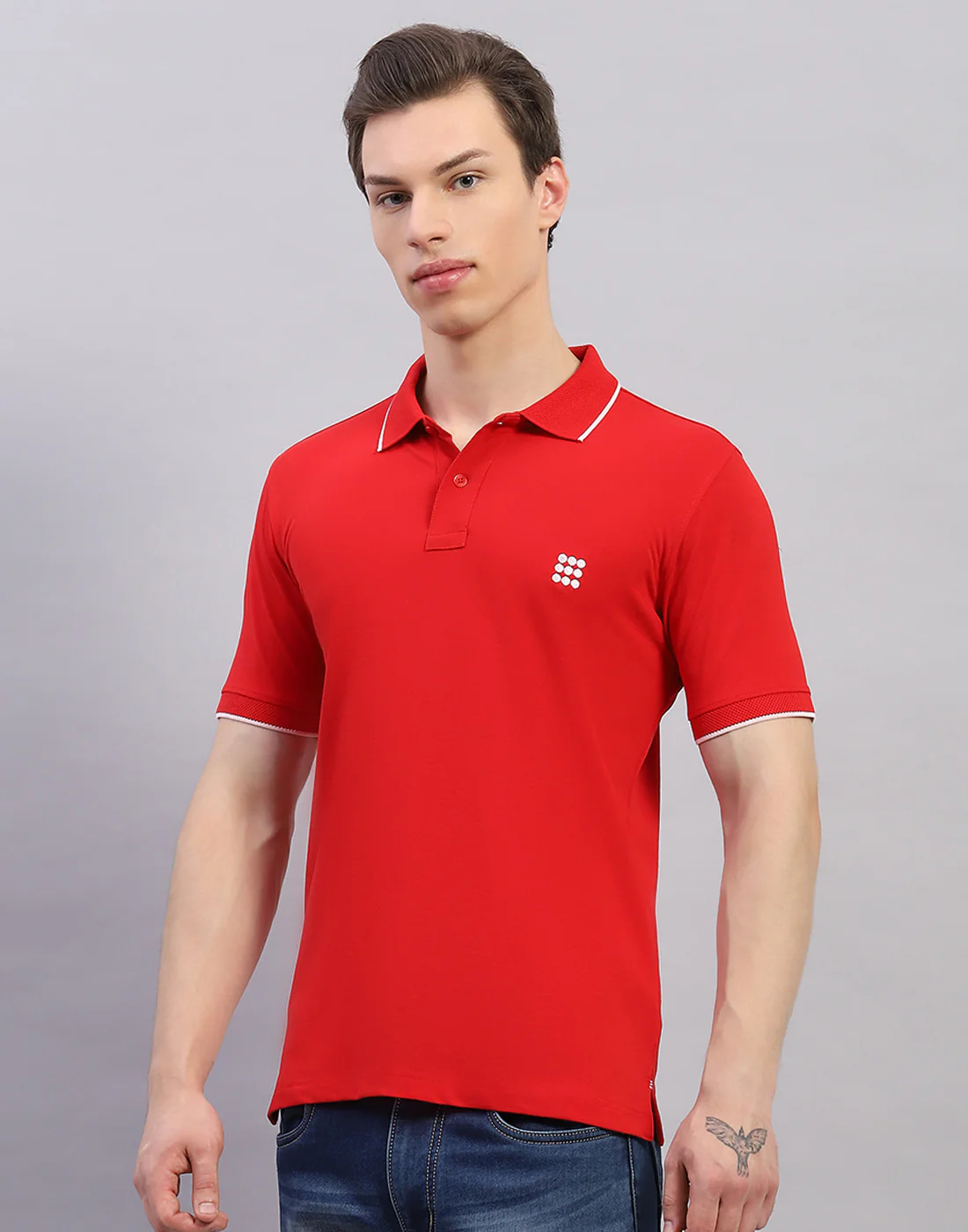 Rock.it Men Red Solid Polo Collar Half Sleeve T-Shirt - Image 3