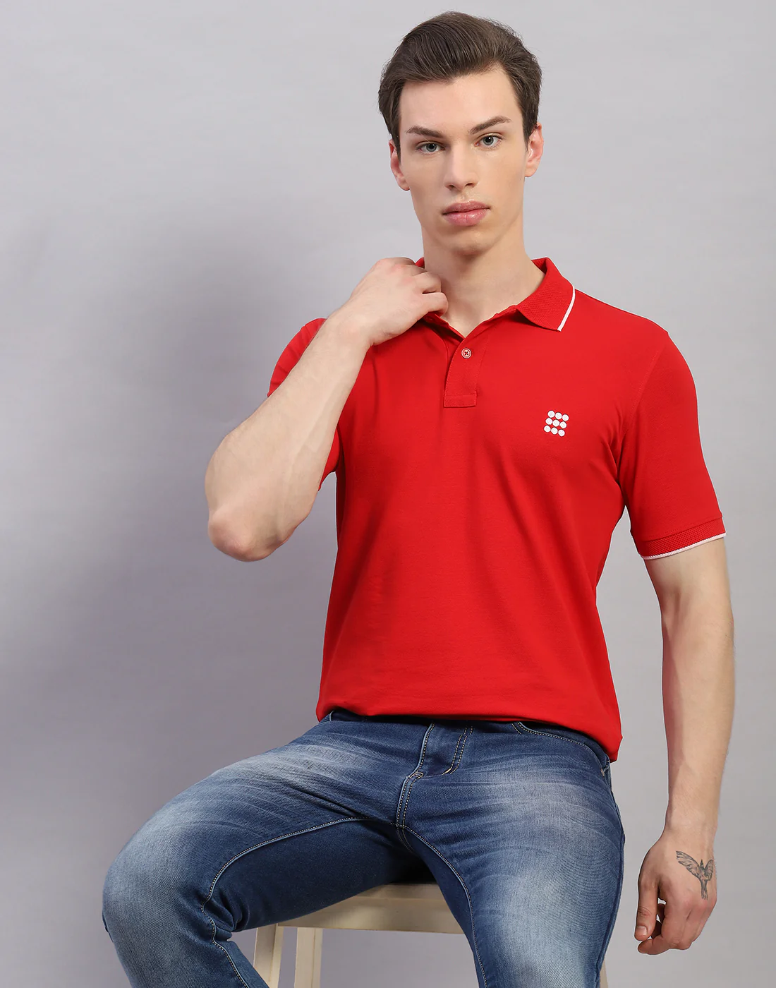 Rock.it Men Red Solid Polo Collar Half Sleeve T-Shirt - Image 6