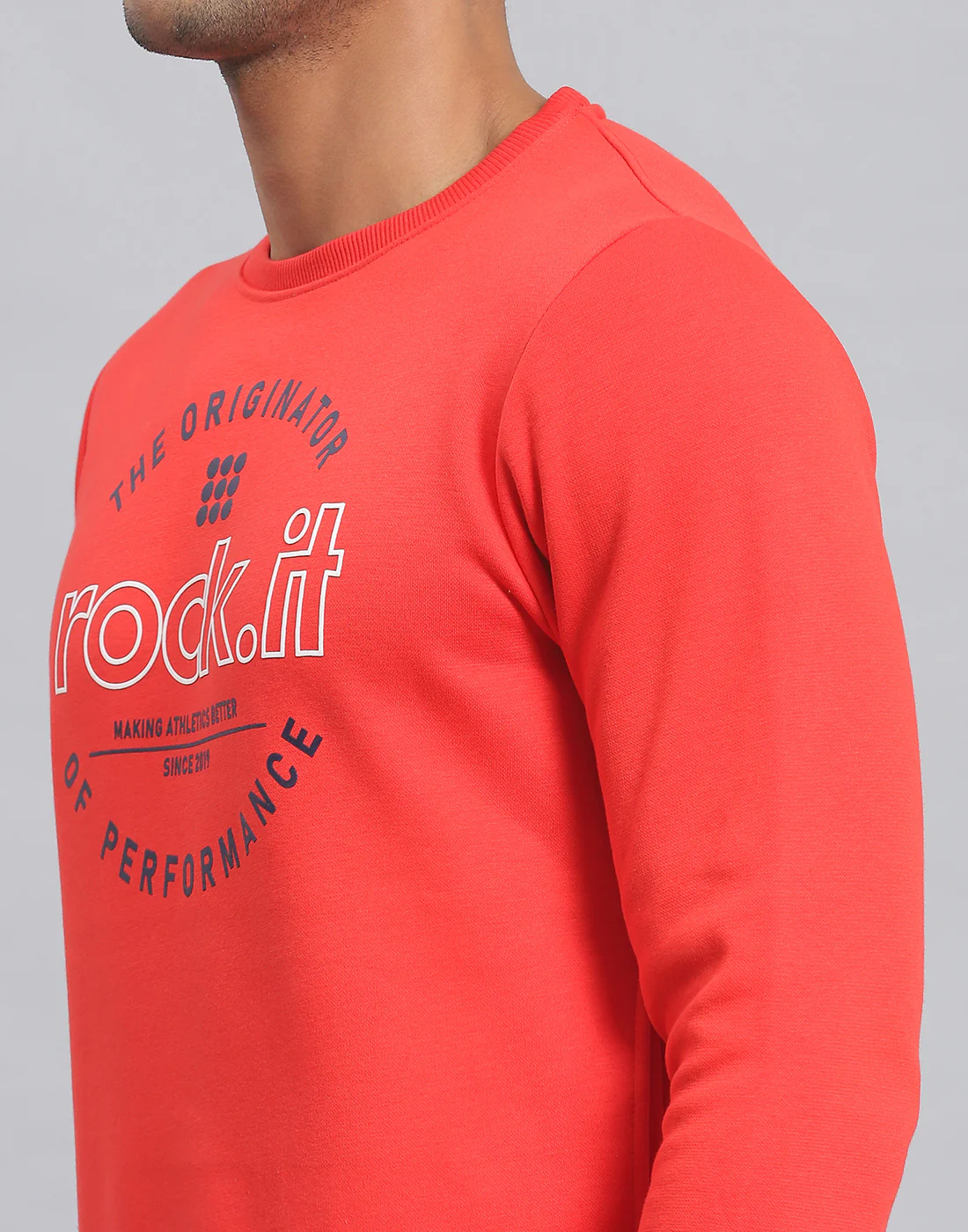 Rock.it Men Red Solid Round Neck Full Sleeve Sweatshirt - Image 6