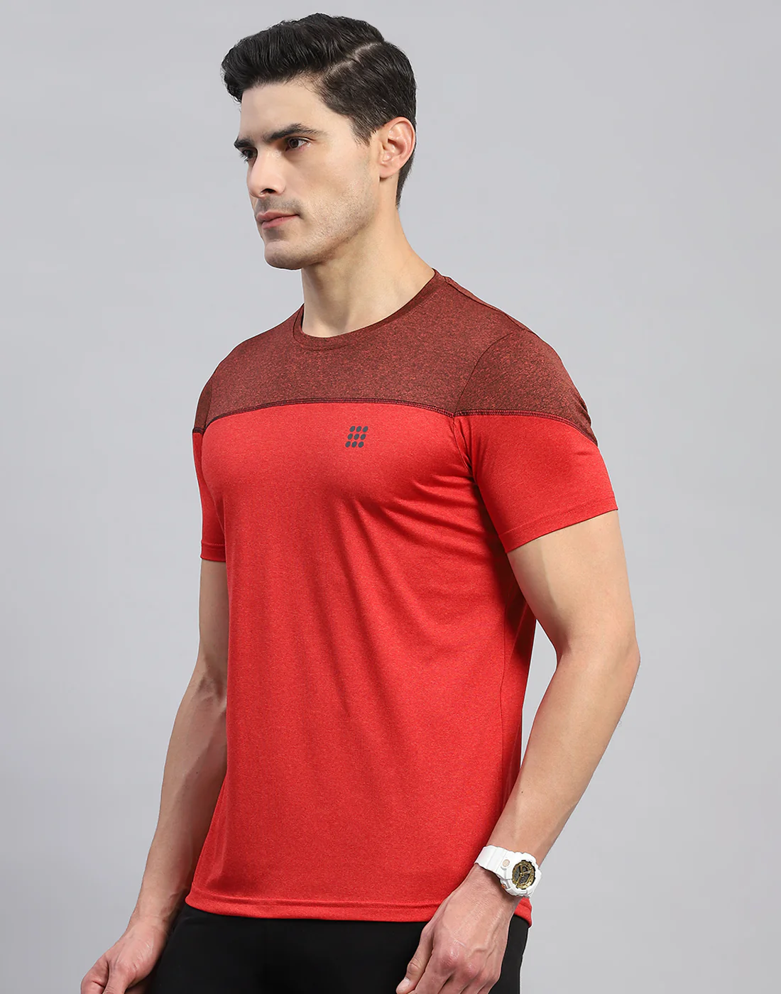 Rock.it Men Red Solid Round Neck Half Sleeve T-Shirt - Image 3