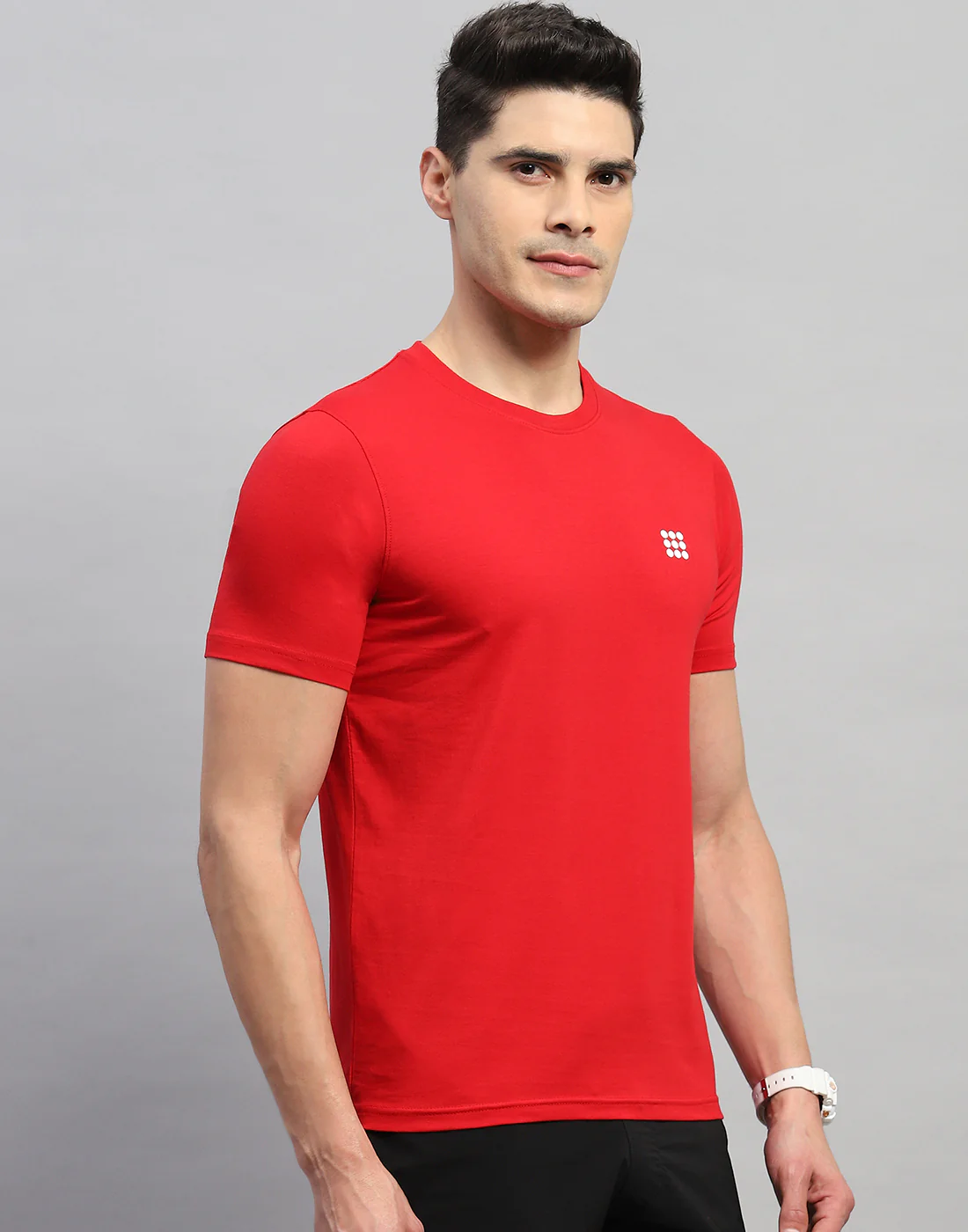 Rock.it Men Red Solid Round Neck Half Sleeve T-Shirt - Image 4