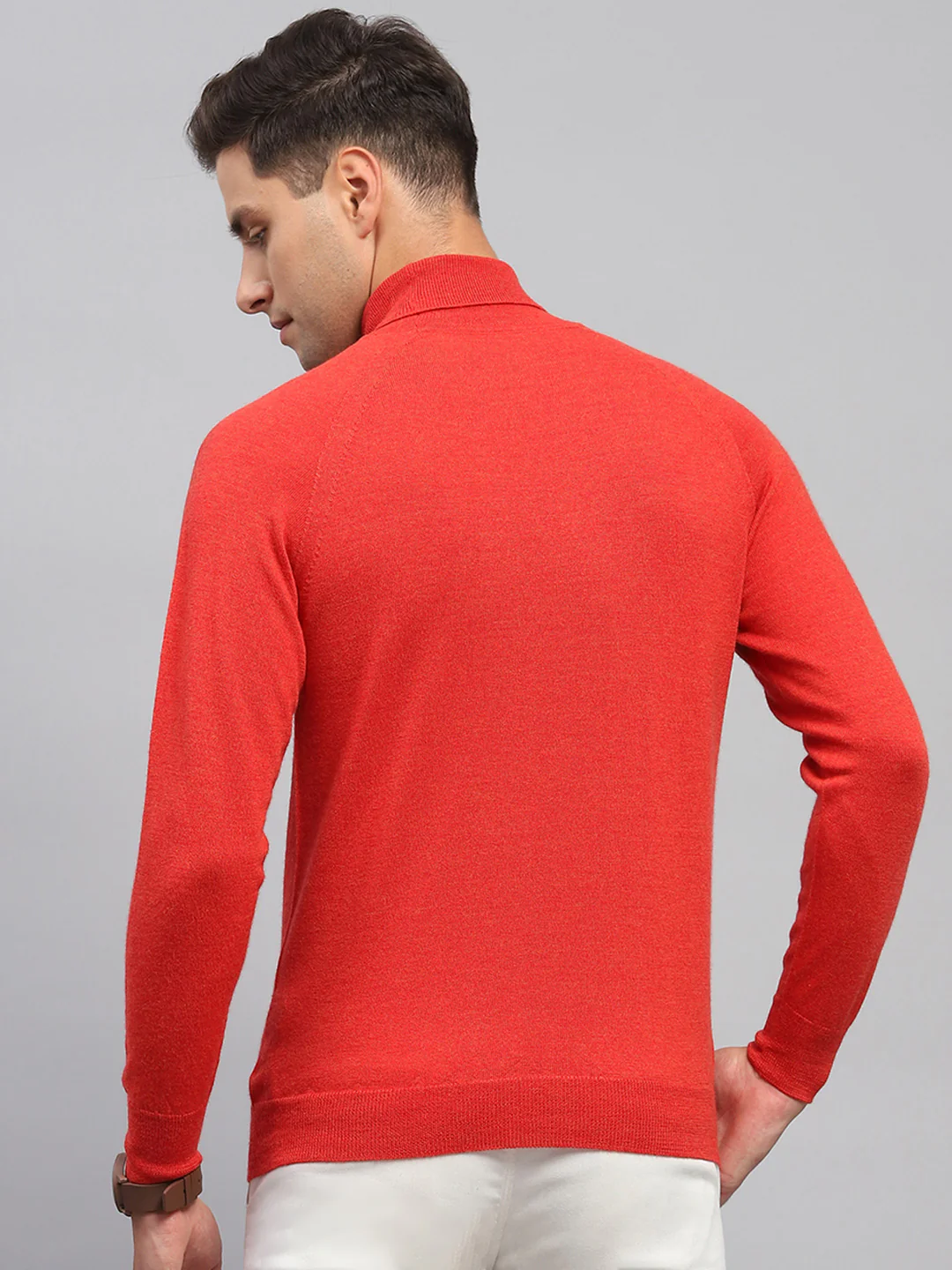 Men Red Solid Turtle Neck Full Sleeve Pullover - Image 5