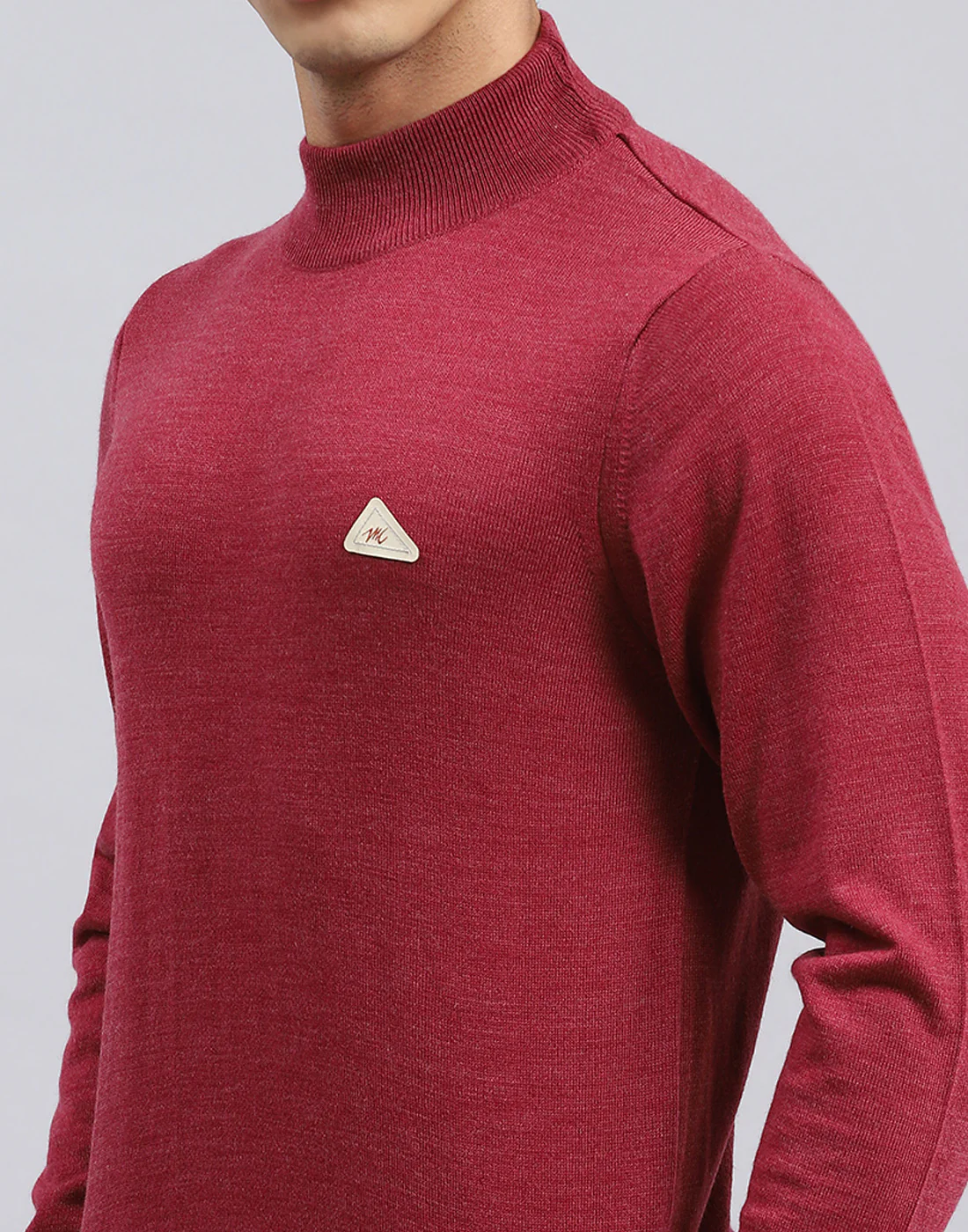 Men Red Solid Turtle Neck Full Sleeve Pullover - Image 6