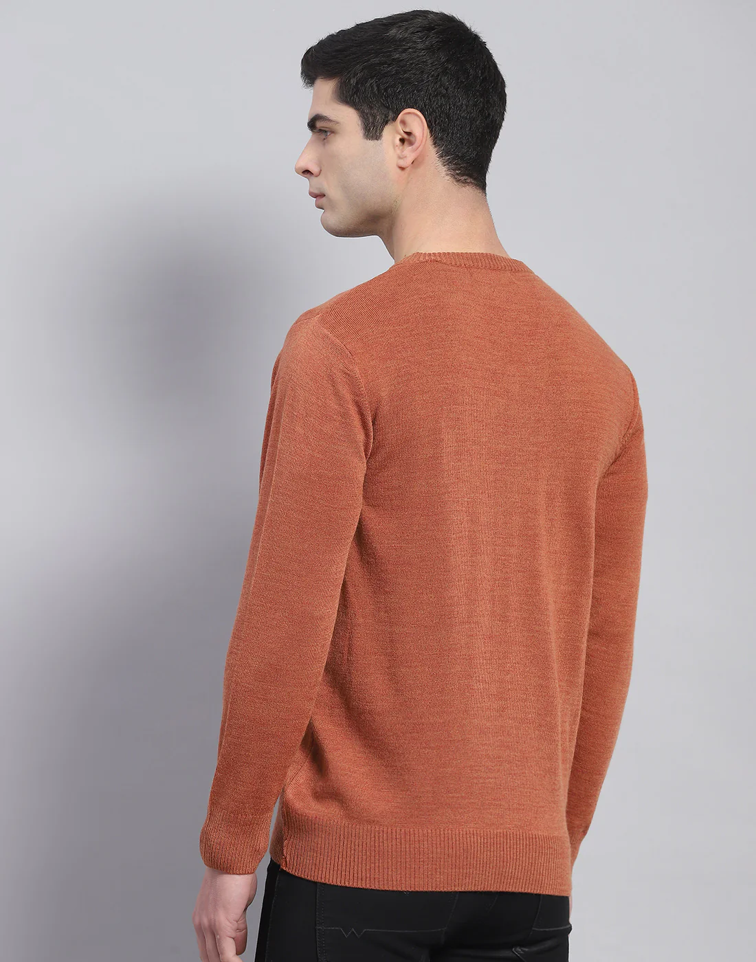 Men Red Solid V Neck Full Sleeve Pullover - Image 6