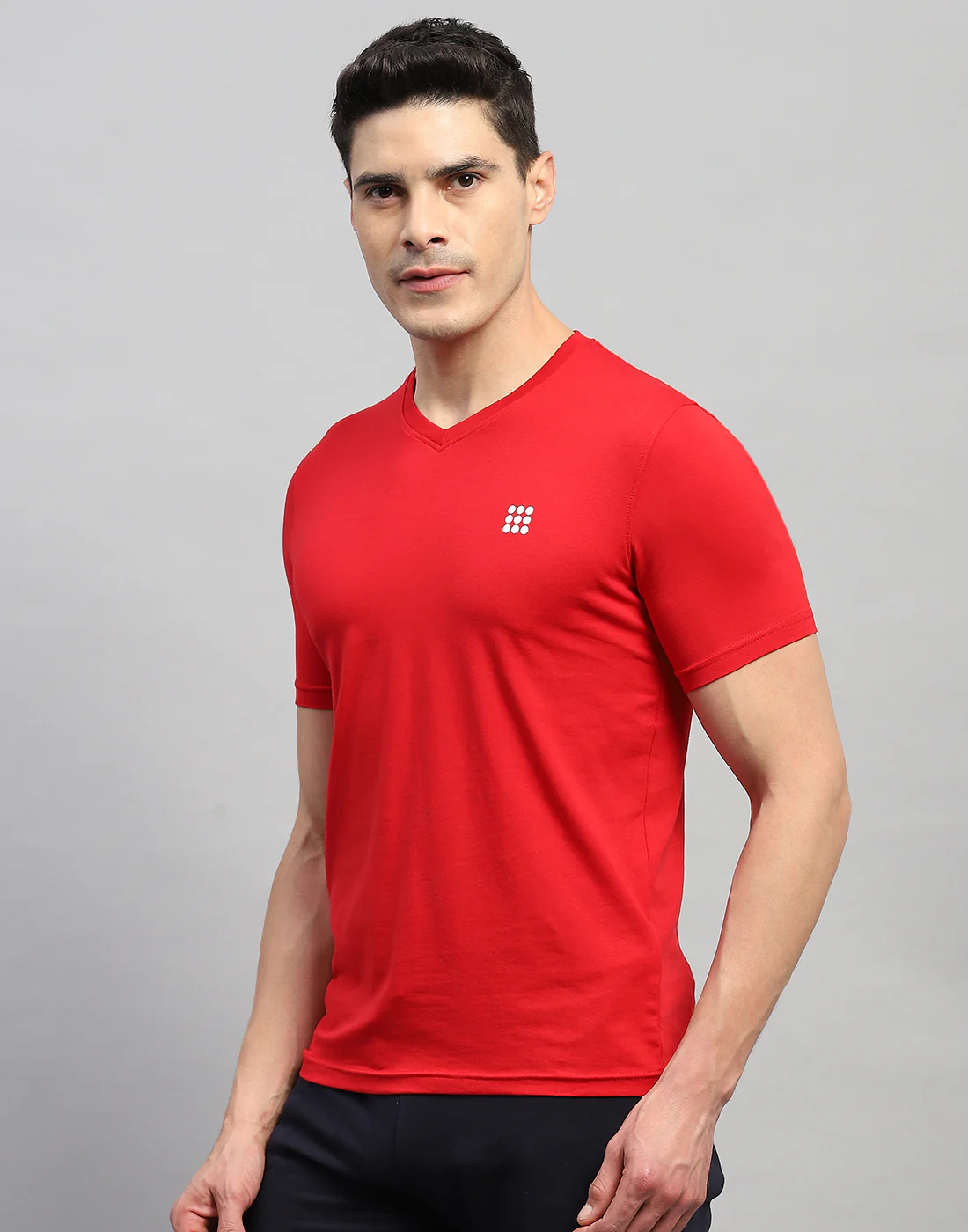 Rock.it Men Red Solid V Neck Half Sleeve T-Shirt - Image 3