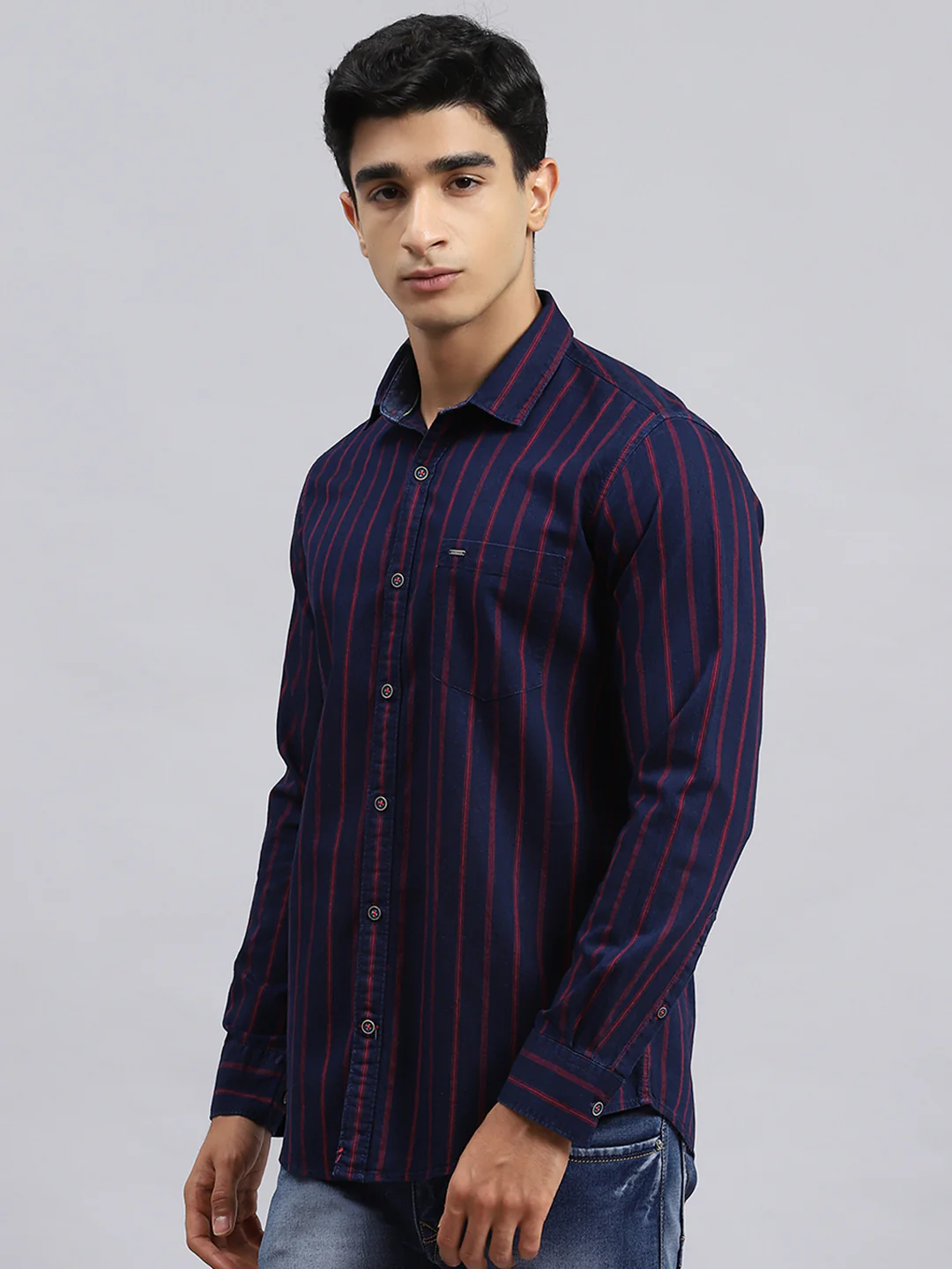 Men Red Stripe Shirt - Image 4