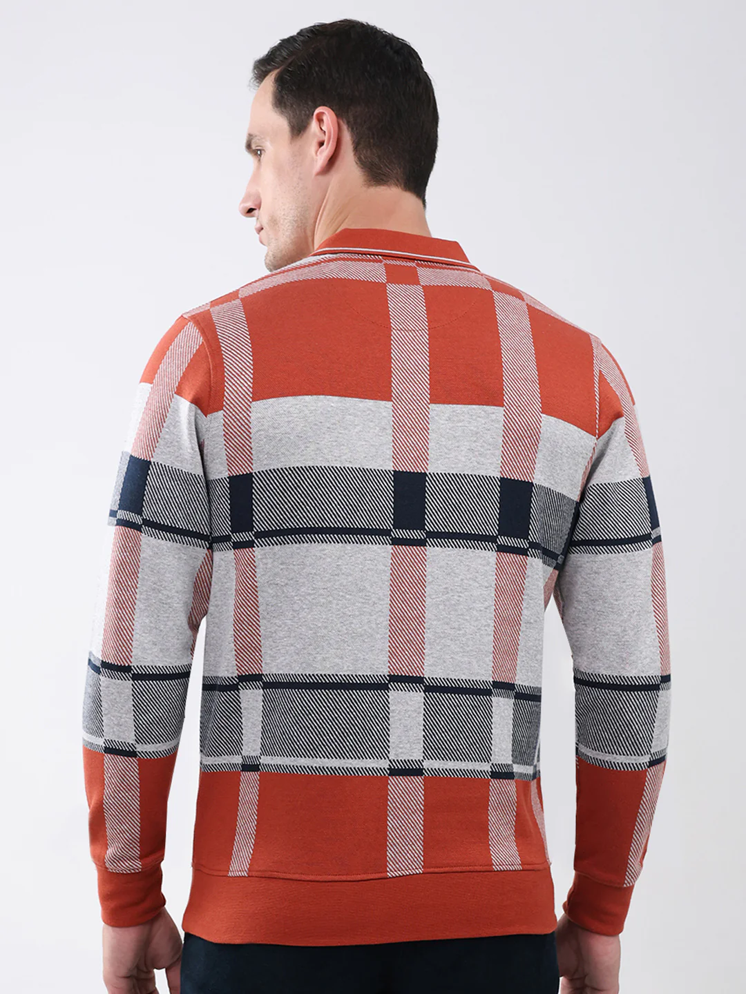 Men Rust Abstract Collar Full Sleeve Winter T-Shirt - Image 5