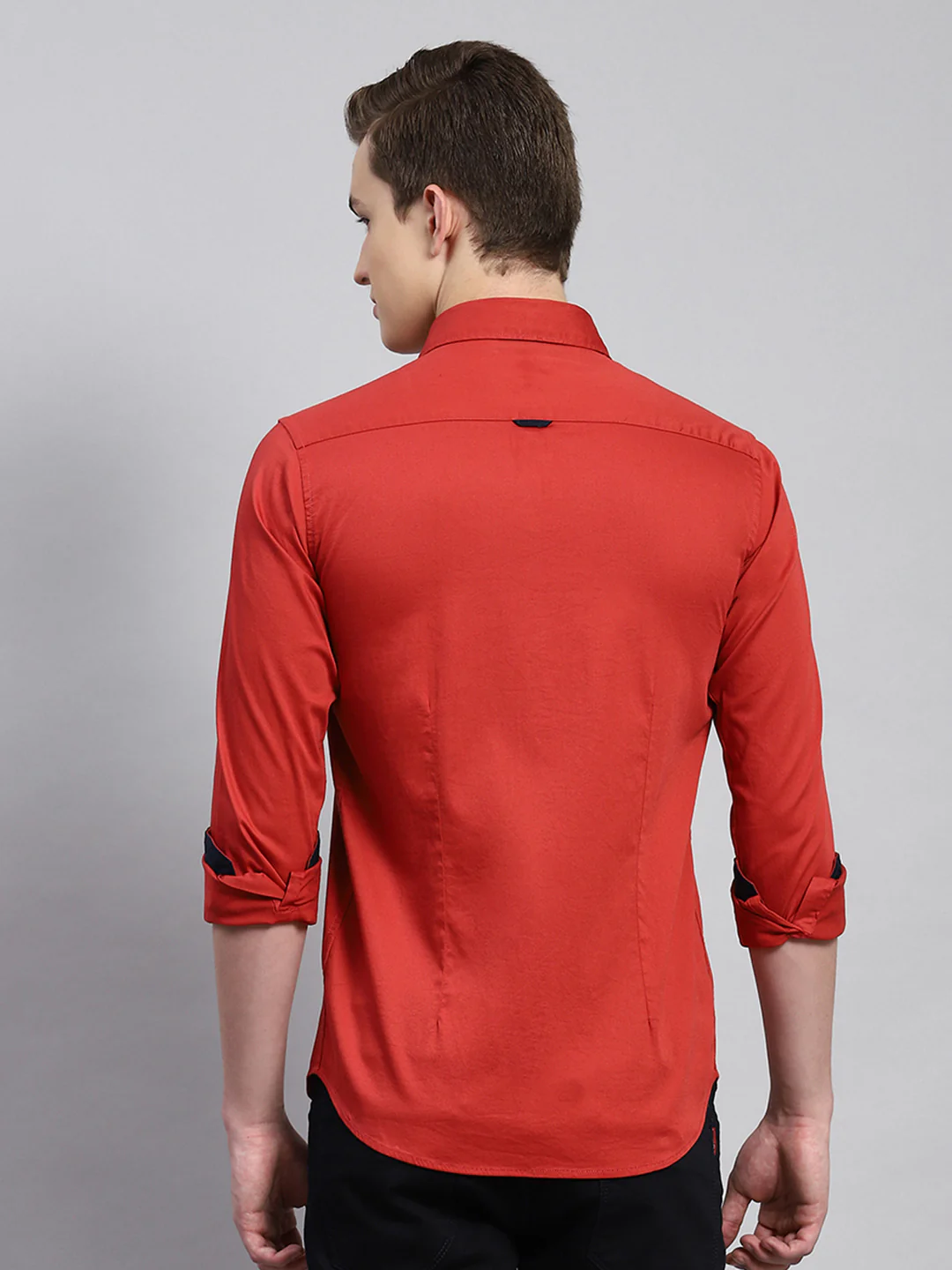 Men Rust Orange Printed Shirt - Image 5