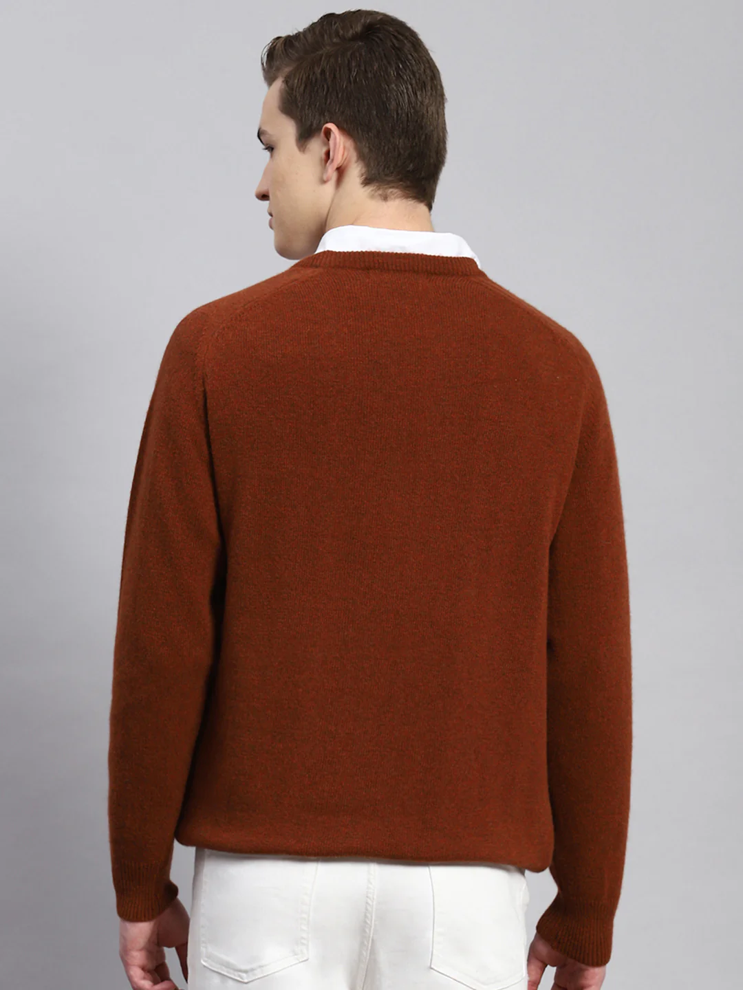 Men Rust Orange Solid Pullover - Image 5
