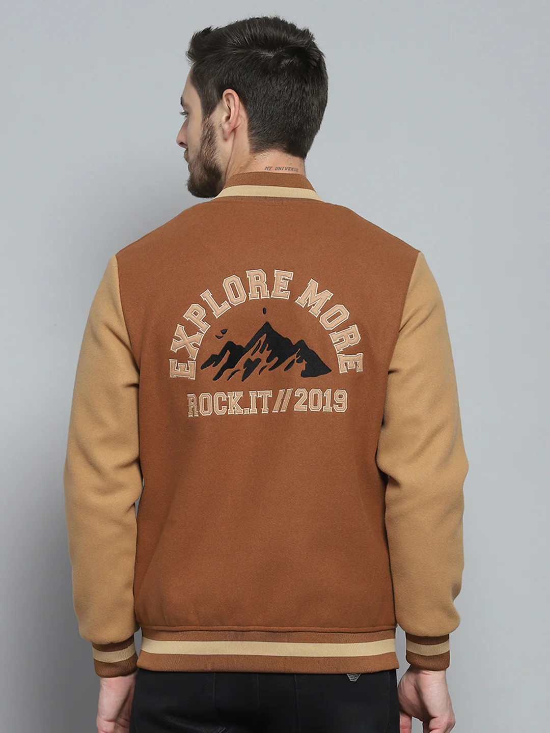 Rock.it Men Rust Printed Band Collar Full Sleeve Sweatshirt - Image 5