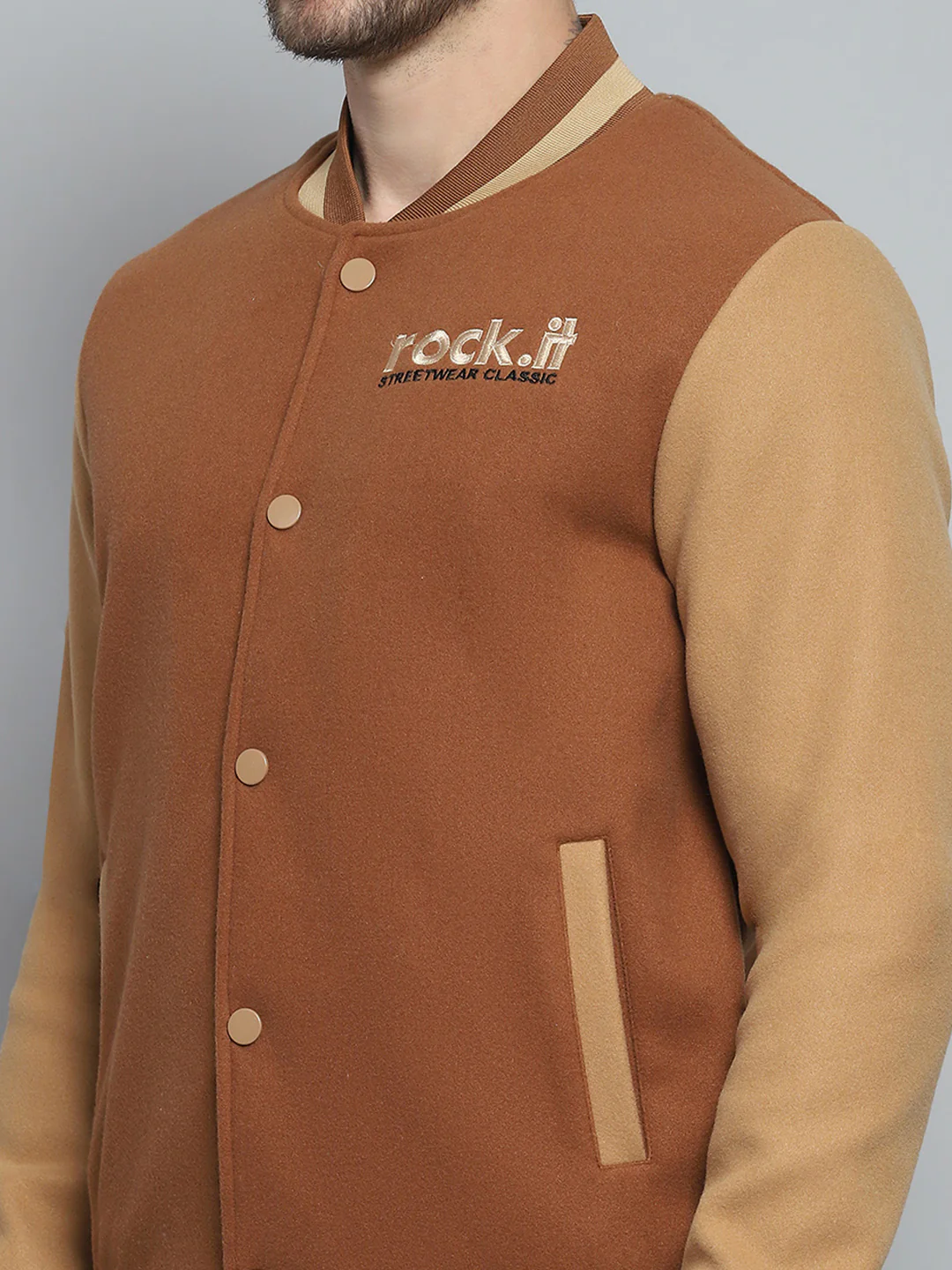 Rock.it Men Rust Printed Band Collar Full Sleeve Sweatshirt - Image 6
