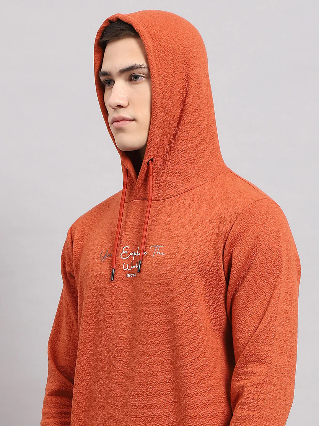 Men Rust Printed Hooded Full Sleeve T-Shirt - Image 6