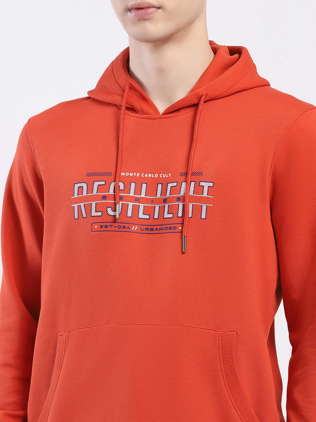 Men Rust Printed Hooded Full Sleeve Winter T-Shirt - Image 8