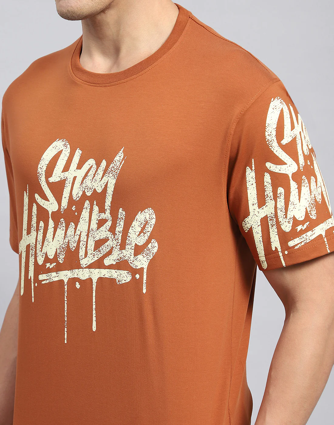 Rock.it Men Rust Printed Round Neck Half Sleeve T-Shirt - Image 6