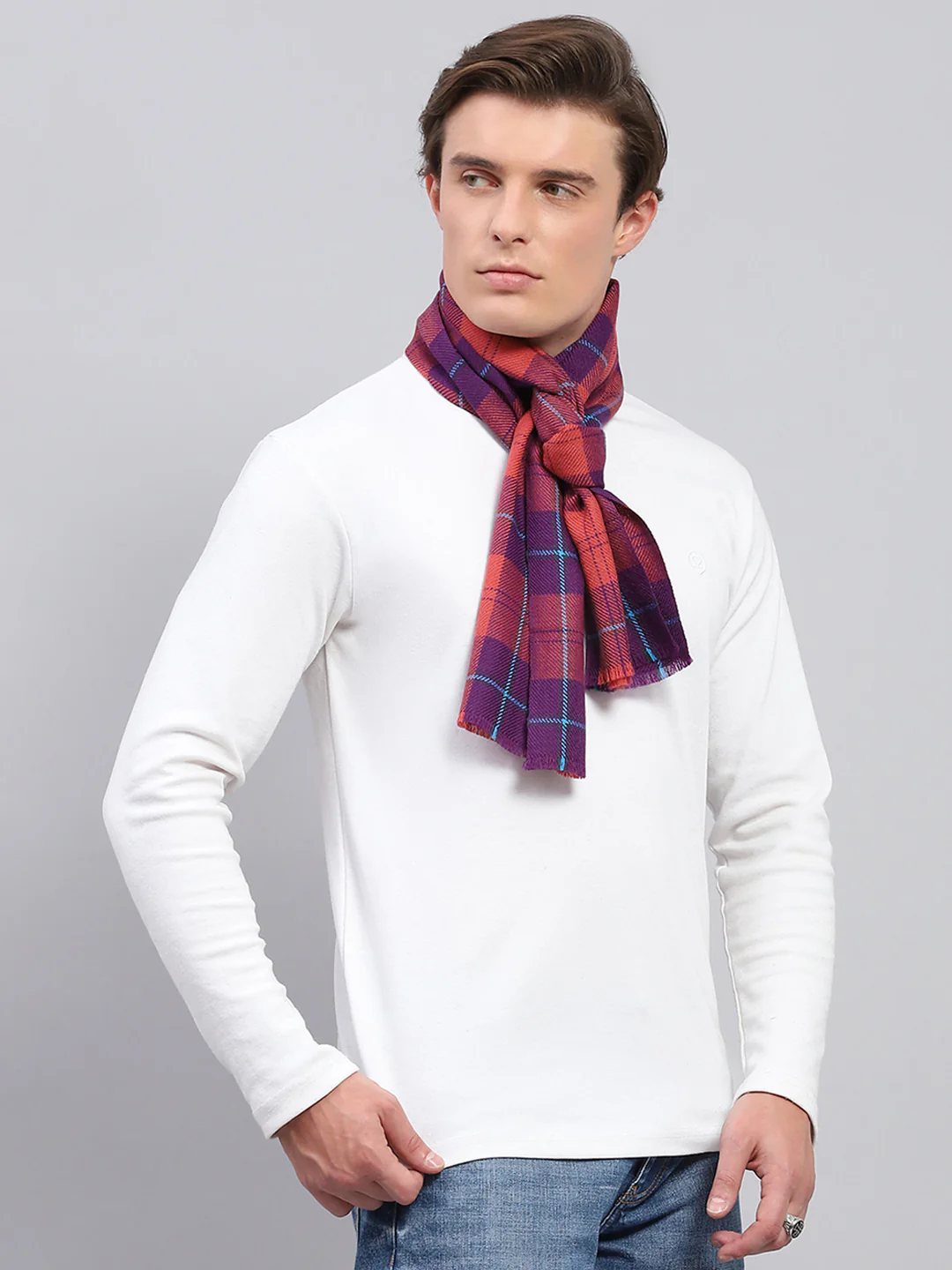 Men Rust & Purple Self Design Muffler - Image 3