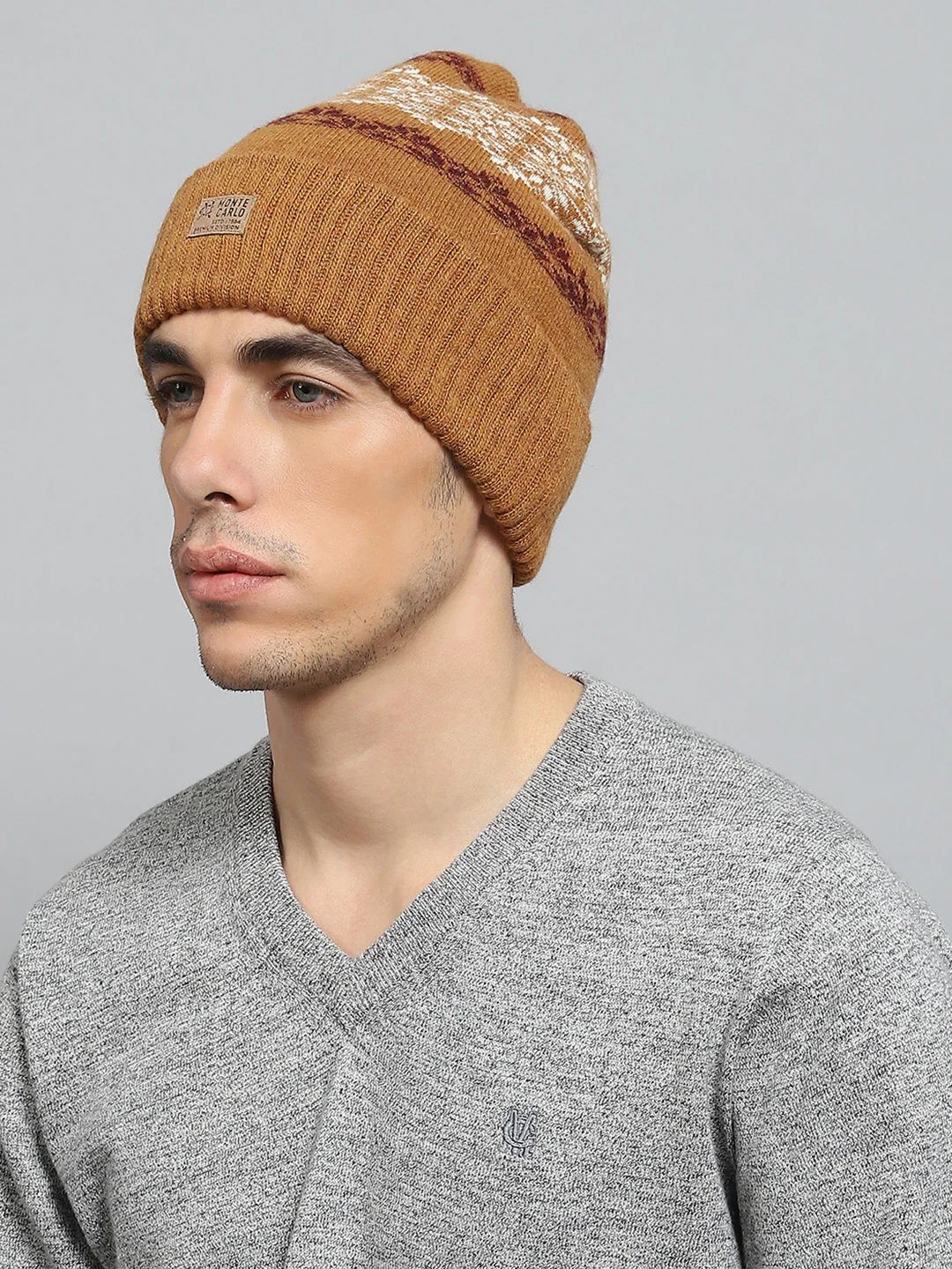 Men Rust Self Design Cap - Image 3