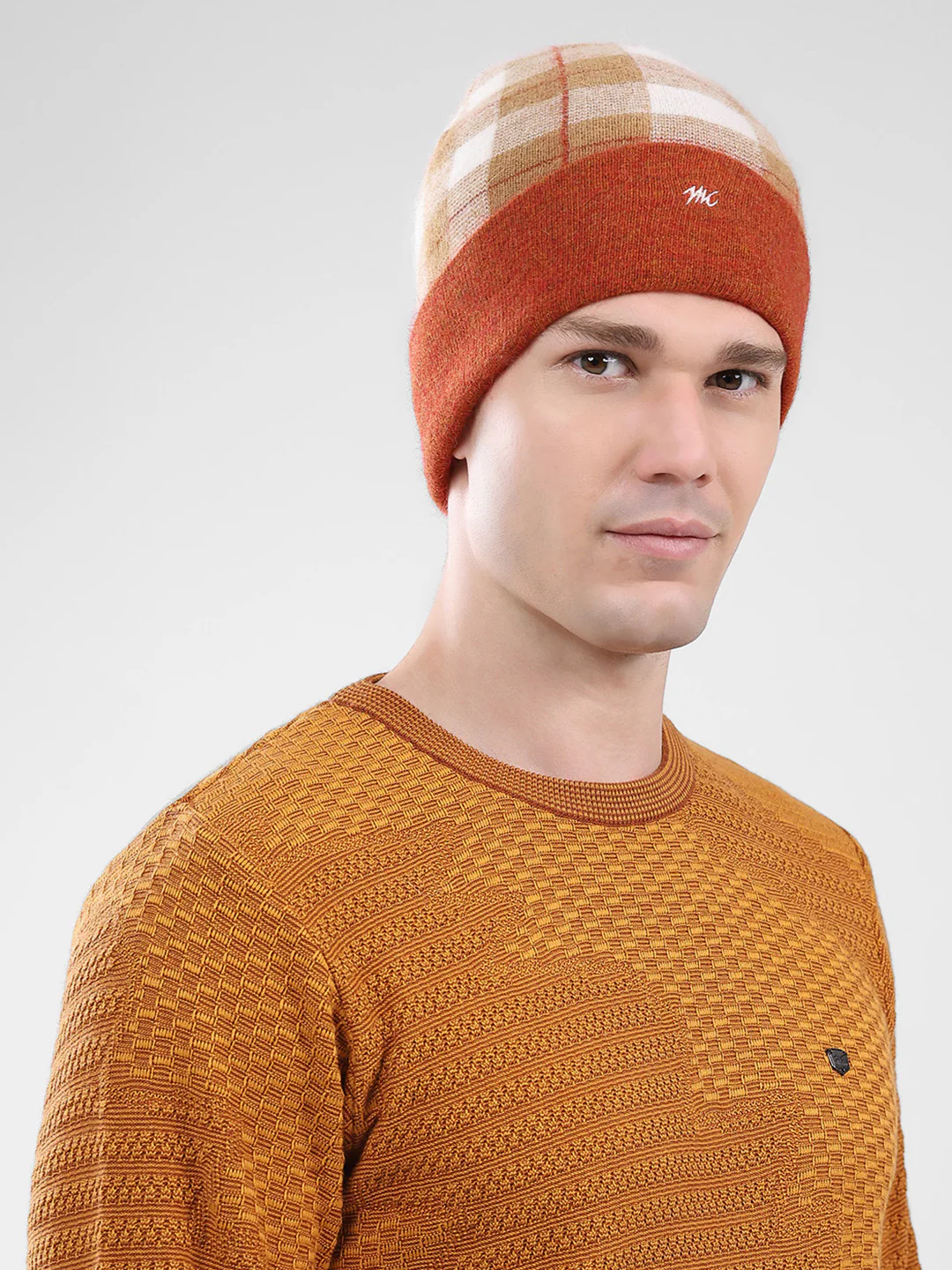 Men Rust Self Design Cap - Image 4
