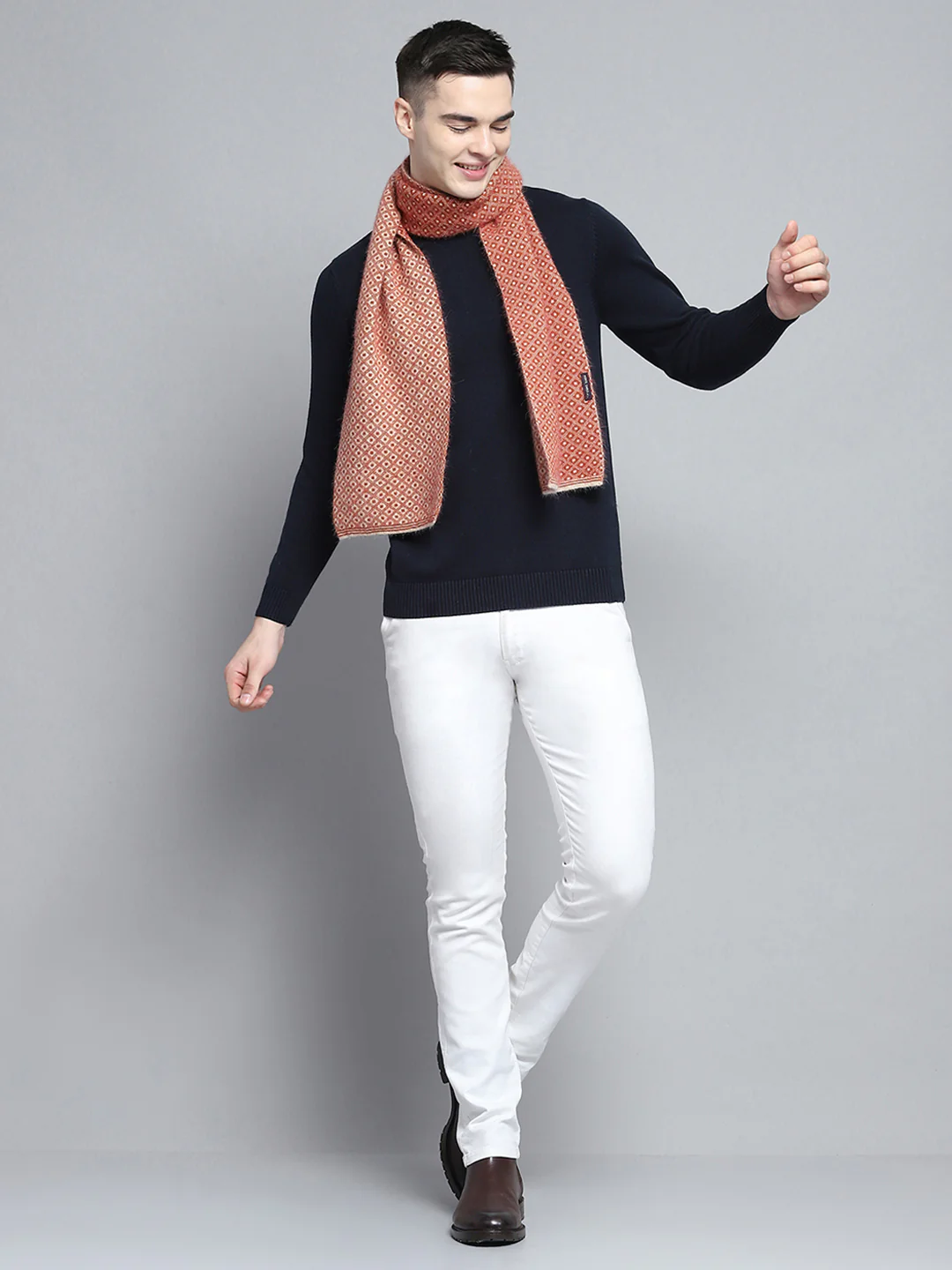 Men Rust Self Design Muffler - Image 2