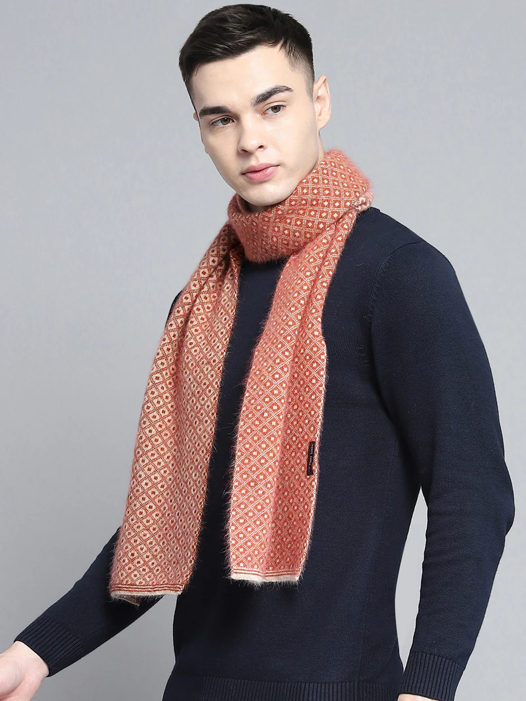 Men Rust Self Design Muffler - Image 3