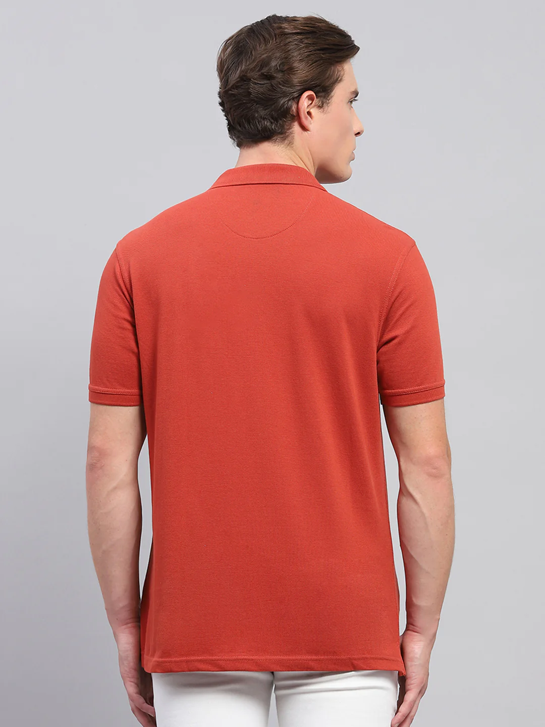 Men Rust Solid Collar Half Sleeve T-Shirt - Image 5