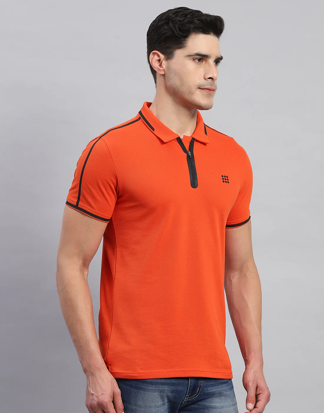 Rock.it Men Rust Solid Collar Half Sleeve T-Shirt - Image 4
