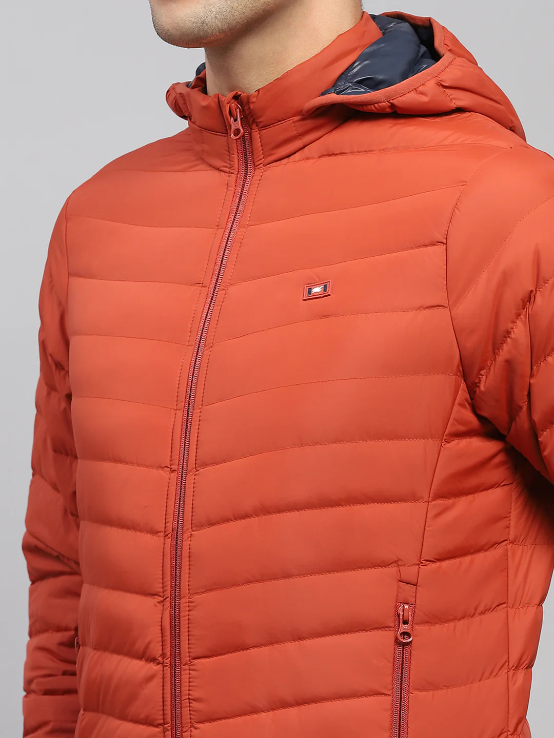 Men Rust Solid Hooded Full Sleeve Jacket - Image 6